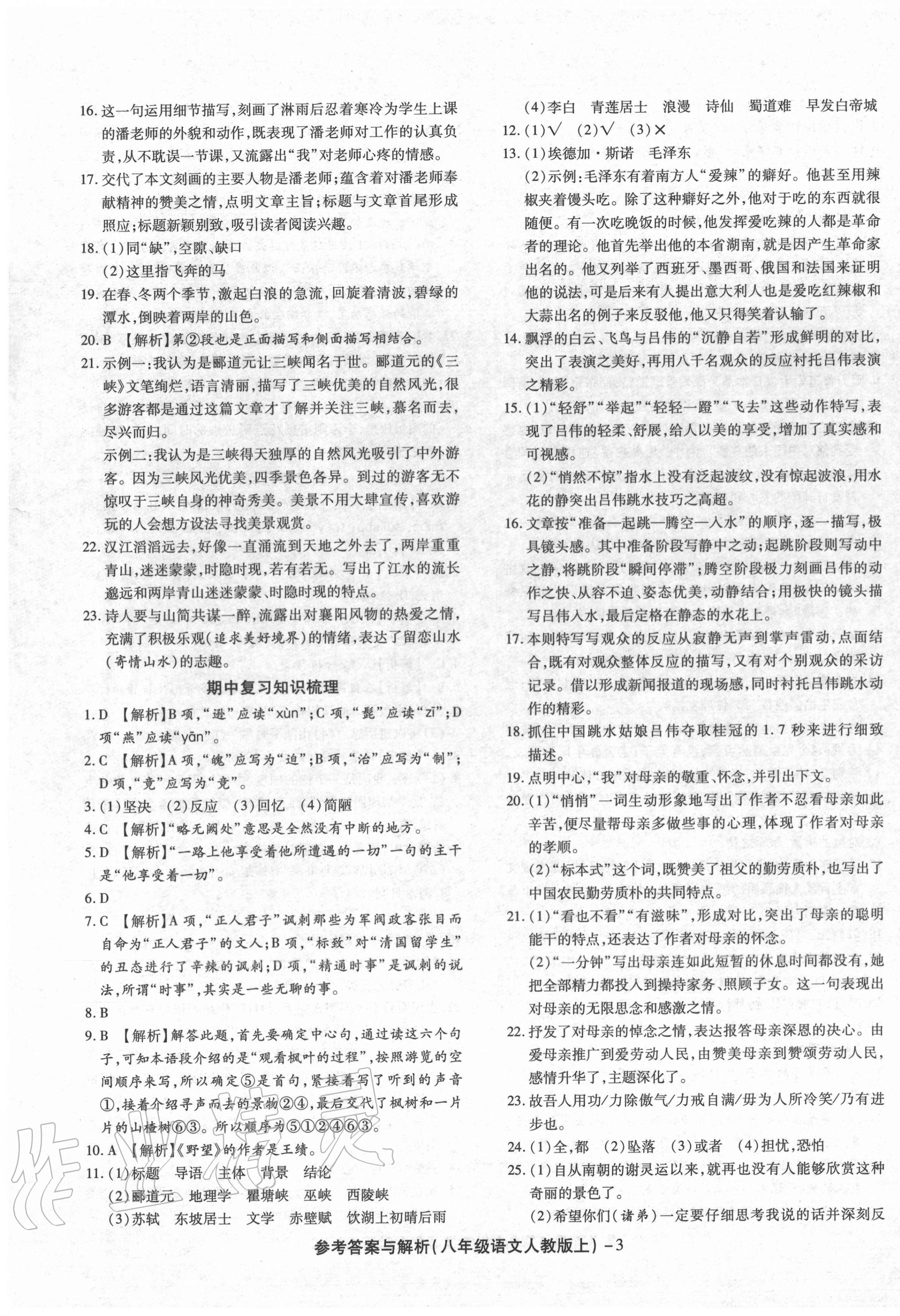 2020年练考通全优卷八年级语文上册人教版 第3页