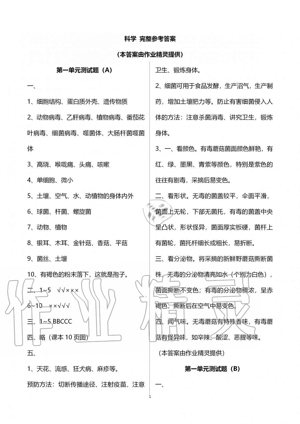 2020年單元自測(cè)試卷六年級(jí)科學(xué)上學(xué)期青島版 第1頁(yè)