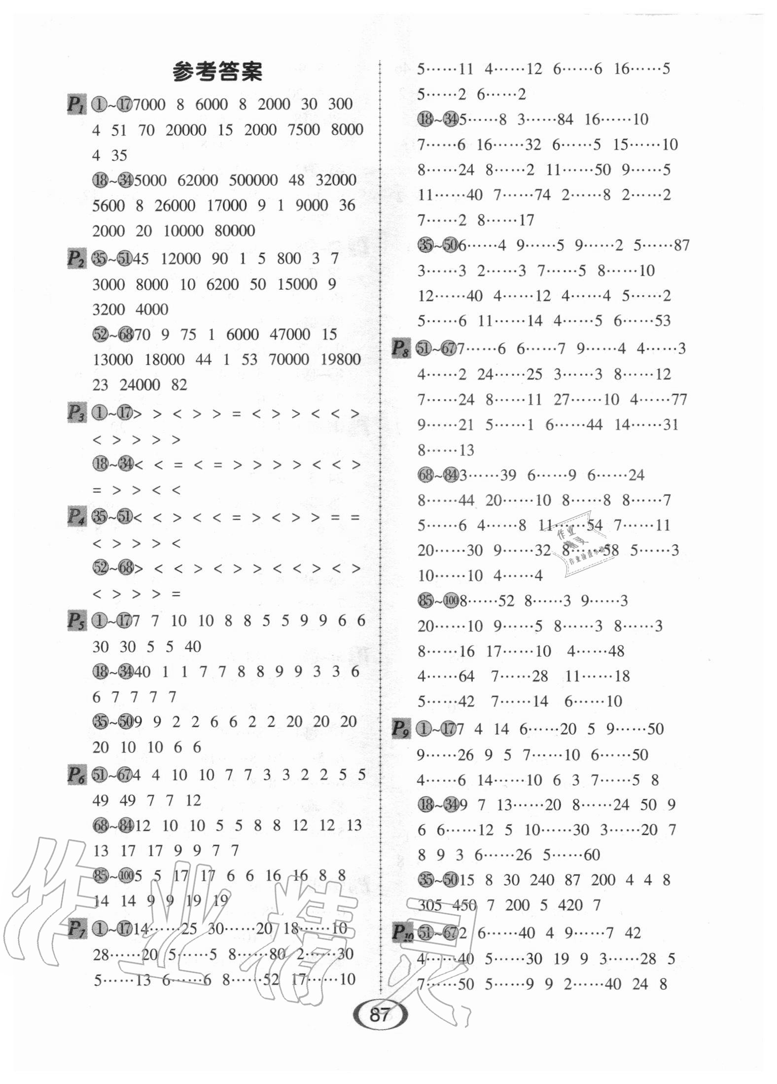 2020年每天100道口算題卡四年級上冊江蘇版河北少年兒童出版社 第1頁