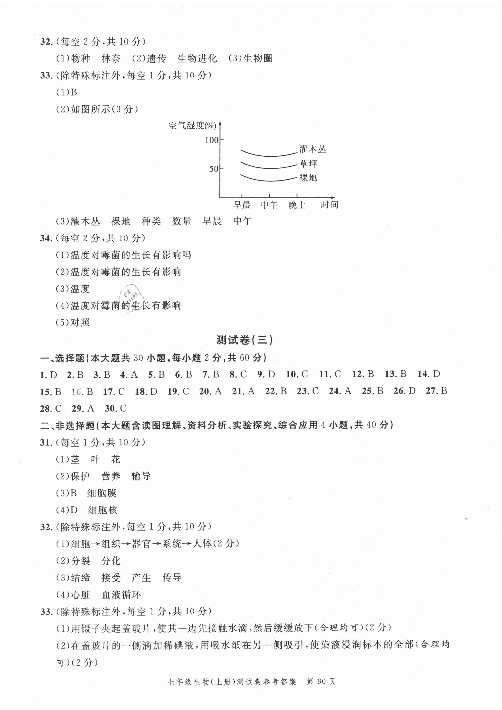 2020年南粵學(xué)典名師金典測試卷七年級生物上冊北師大版 第2頁