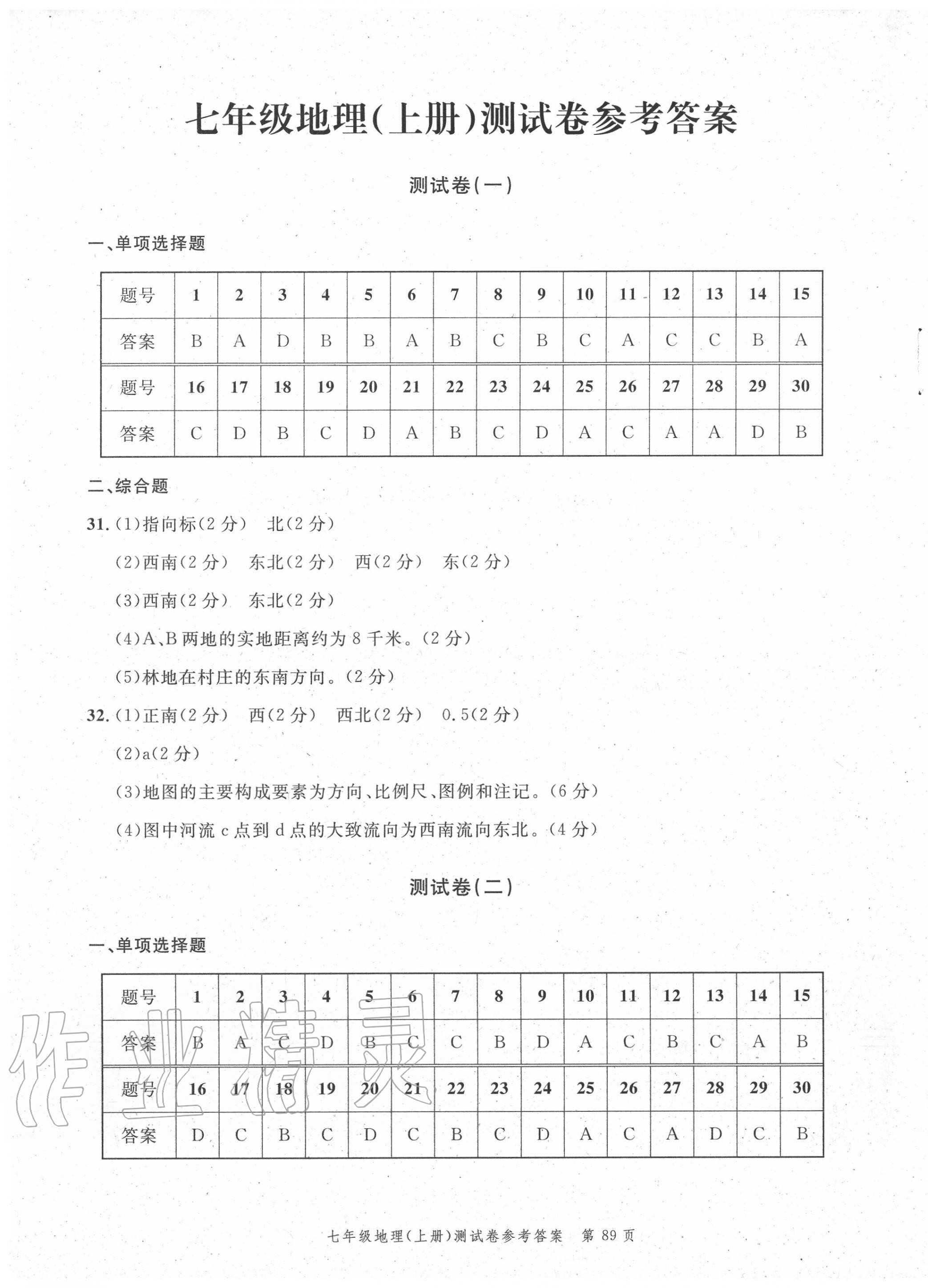 2020年南粤学典名师金典测试卷七年级地理上册湘教版 第1页