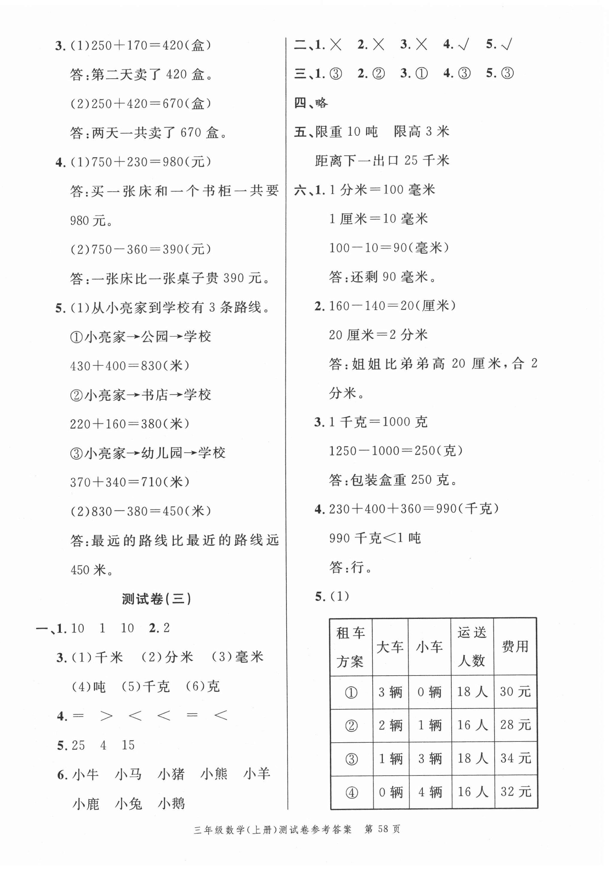 2020年南粵學(xué)典名師金典測試卷三年級數(shù)學(xué)上冊人教版 第2頁