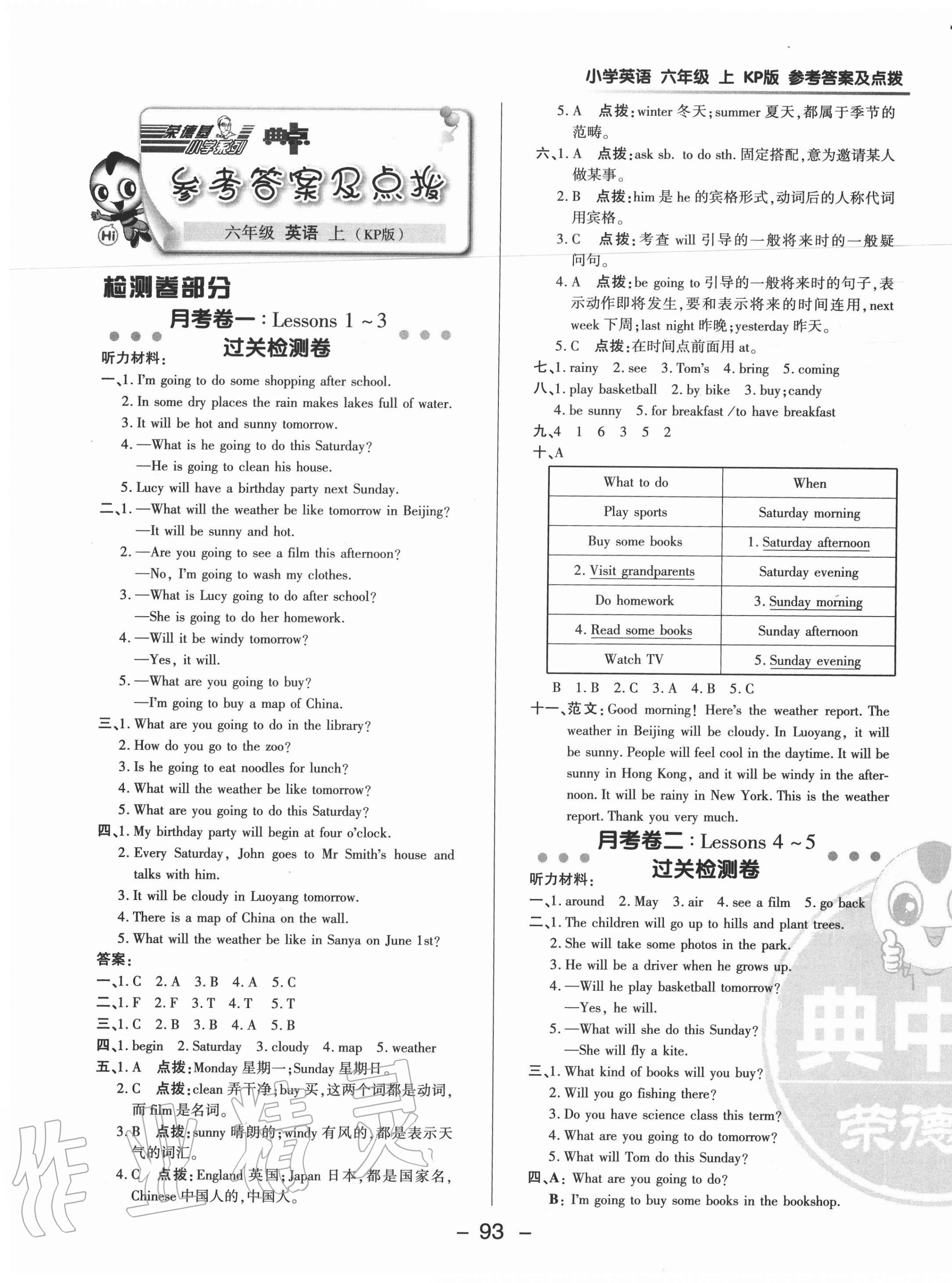 2020年綜合應(yīng)用創(chuàng)新題典中點(diǎn)六年級英語上冊科普版三年級起點(diǎn) 參考答案第1頁