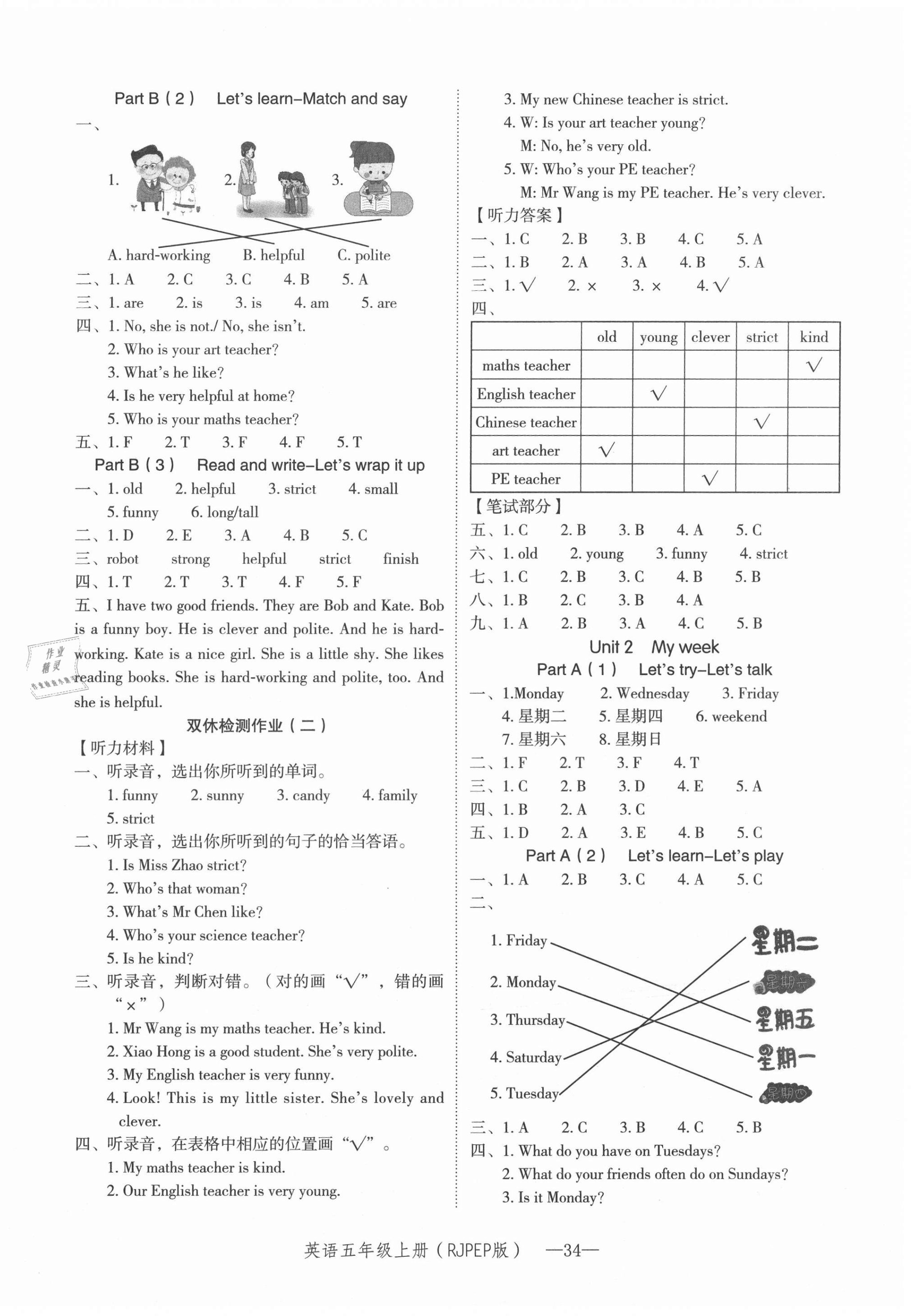 2020年貝殼導(dǎo)學(xué)提優(yōu)作業(yè)本五年級(jí)英語上冊(cè)人教PEP版 參考答案第2頁(yè)