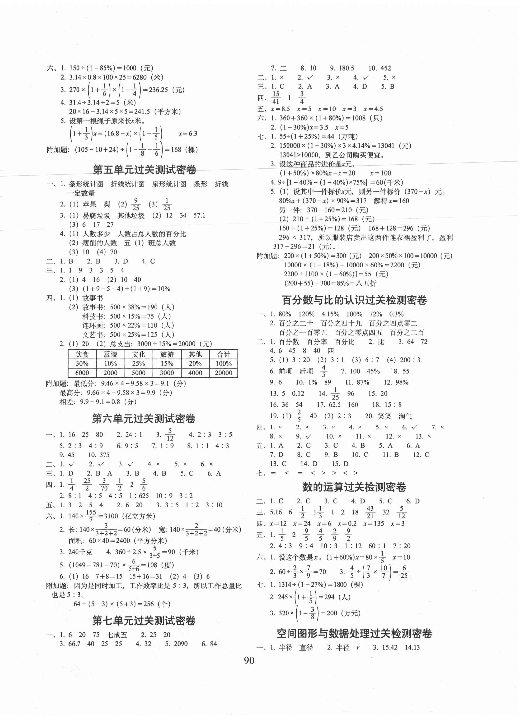 2020年期末冲刺100分完全试卷六年级数学上册北师大版广东专版 第2页