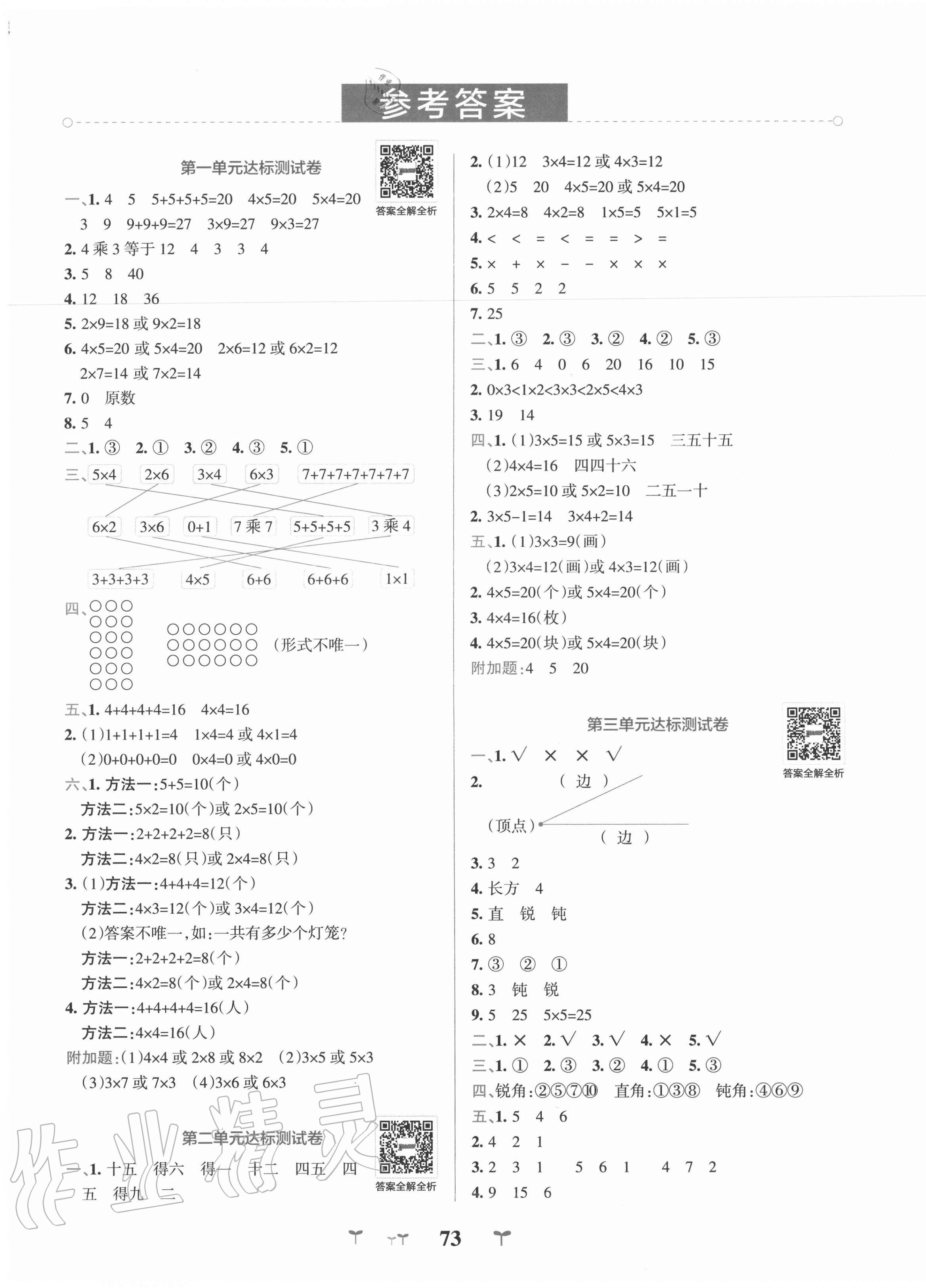 2020年小學(xué)學(xué)霸沖A卷二年級數(shù)學(xué)上冊青島版 第1頁