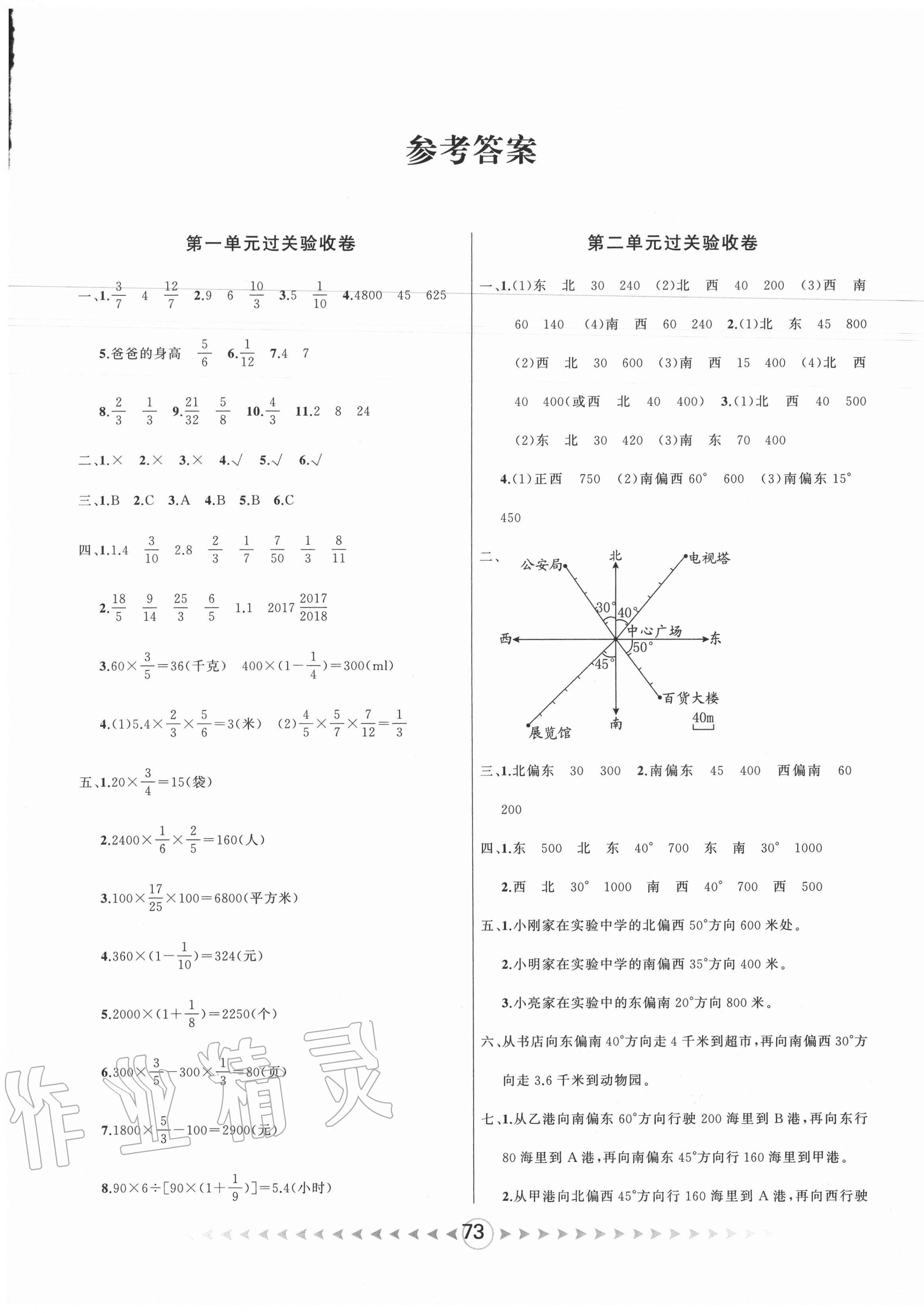 2020年優(yōu)卷總動員六年級數(shù)學上冊人教版 第1頁