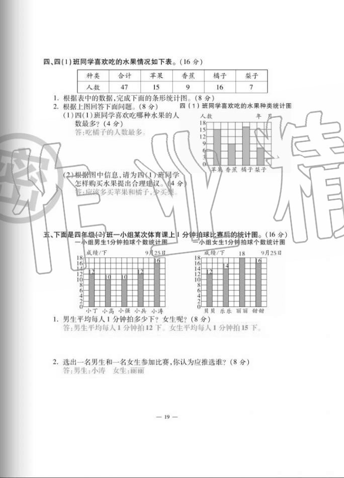 2020年單元期末沖刺100分四年級(jí)數(shù)學(xué)上冊(cè)蘇教版 第19頁(yè)