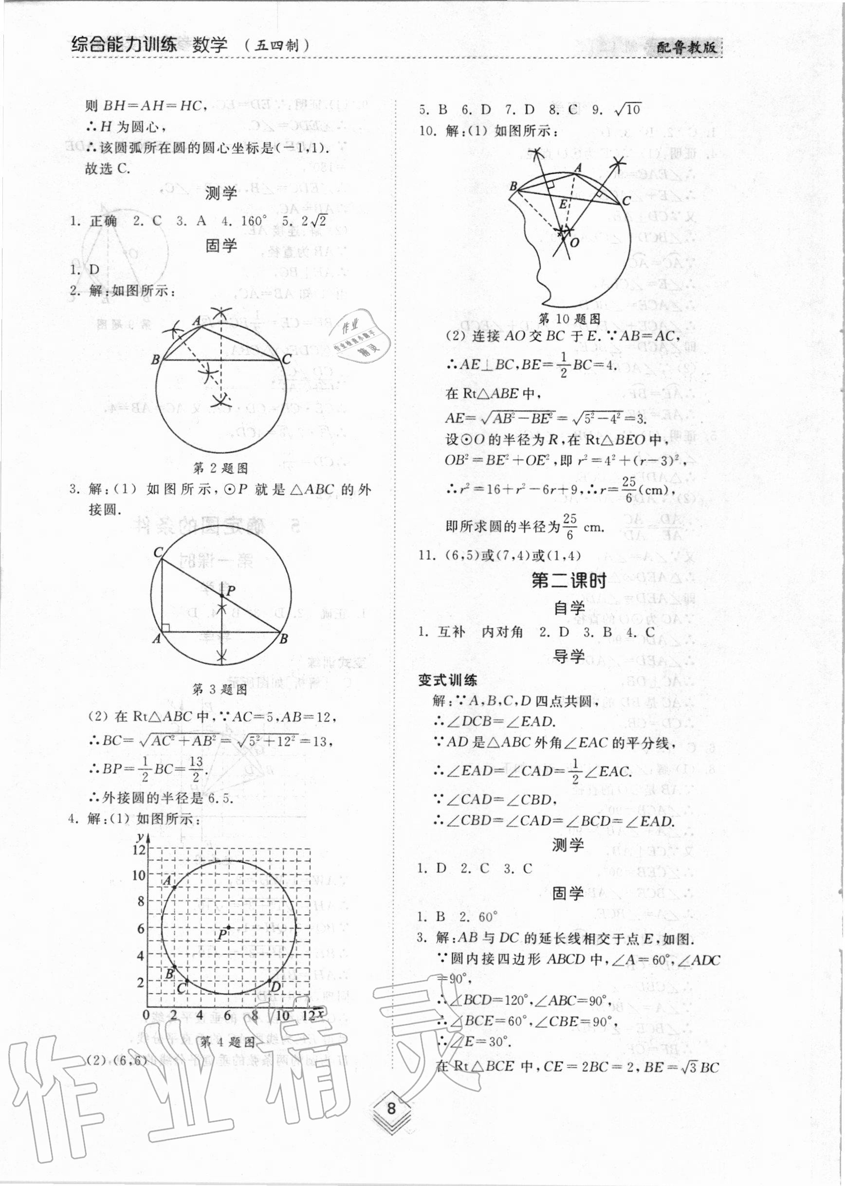 2020年综合能力训练九年级数学全一册2鲁教版五四制 参考答案第7页