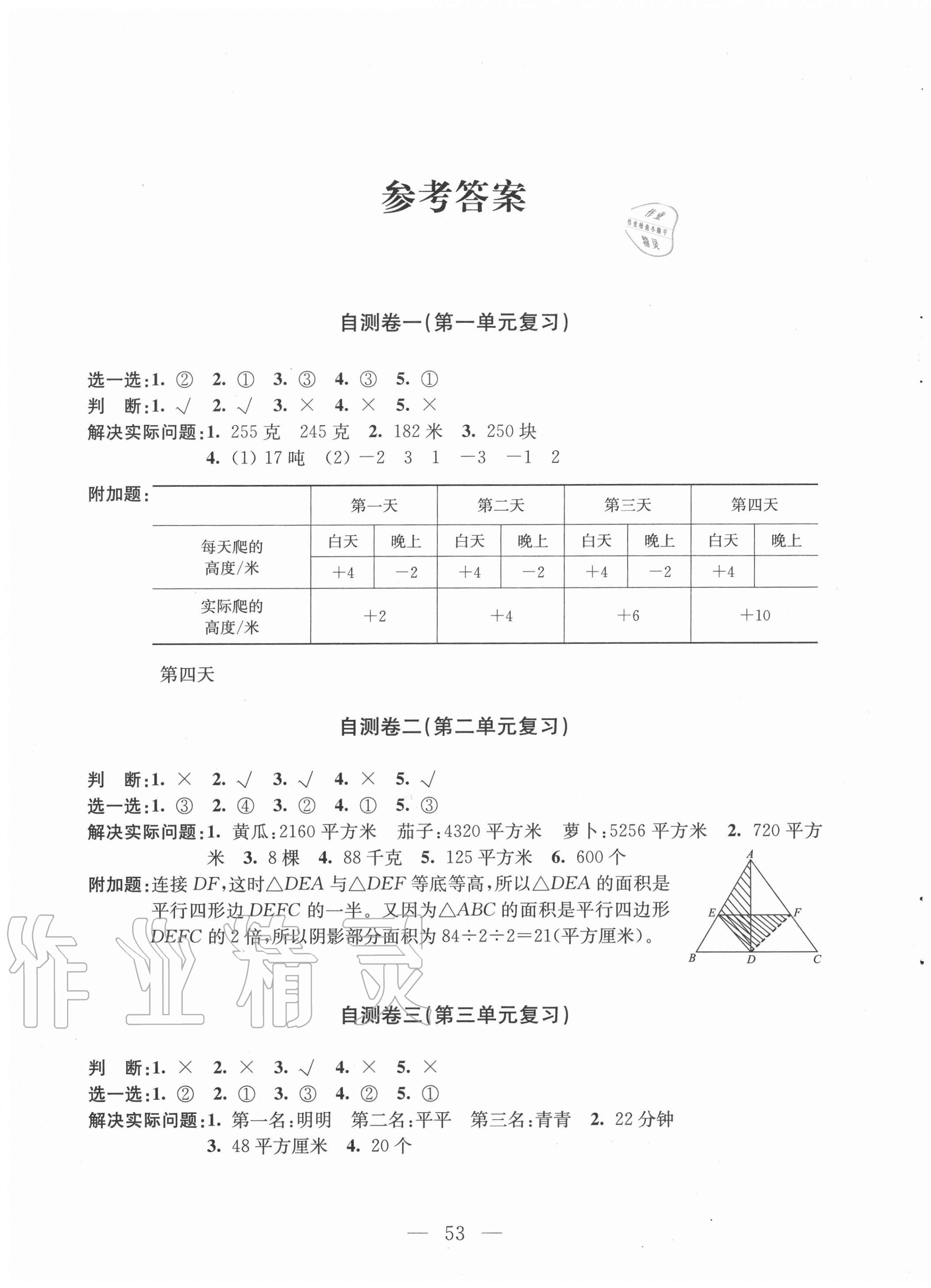 2020年小学数学练习自测卷五年级上册苏教版 第1页