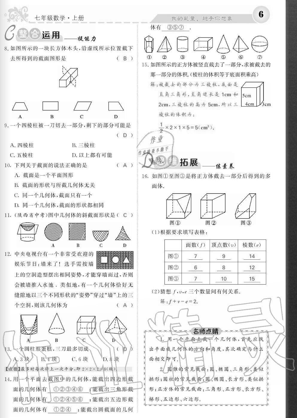 2020年課堂點(diǎn)睛七年級數(shù)學(xué)上冊北師大版寧夏專版 參考答案第6頁