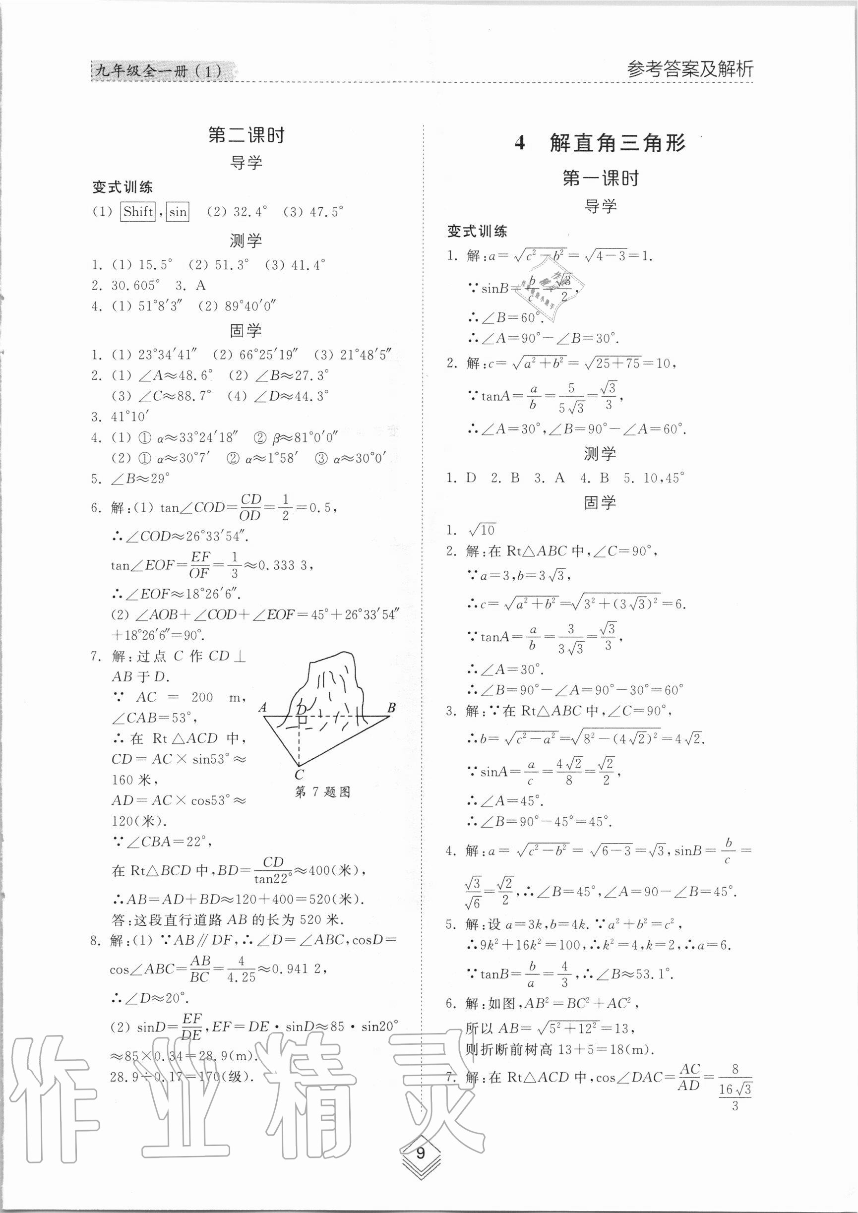 2020年综合能力训练九年级数学全一册1鲁教版五四制 参考答案第8页