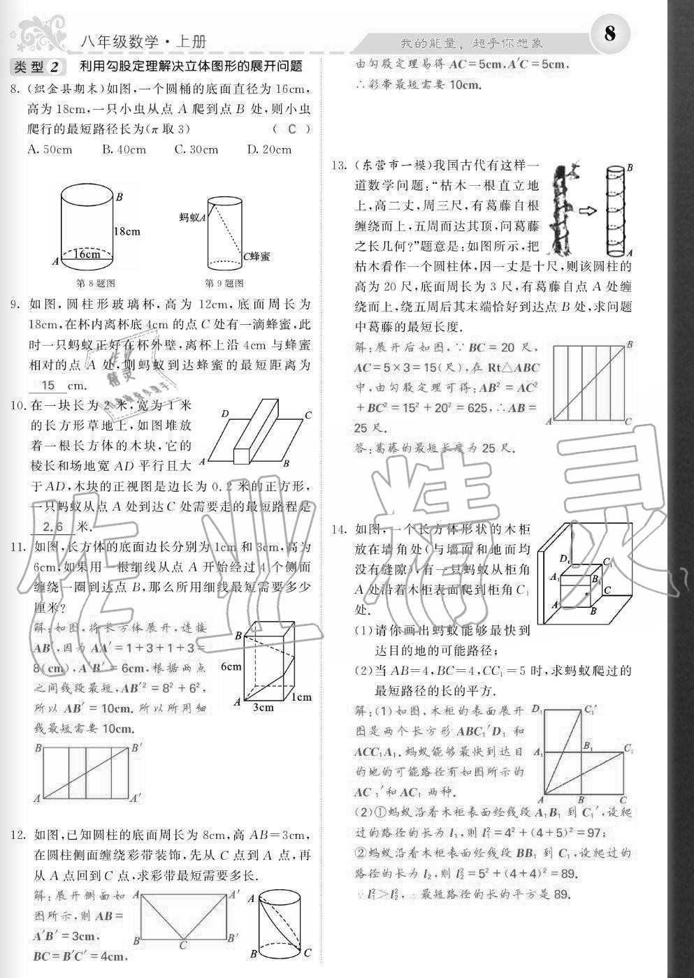 2020年課堂點(diǎn)睛八年級(jí)數(shù)學(xué)上冊(cè)北師大版寧夏專版 參考答案第8頁