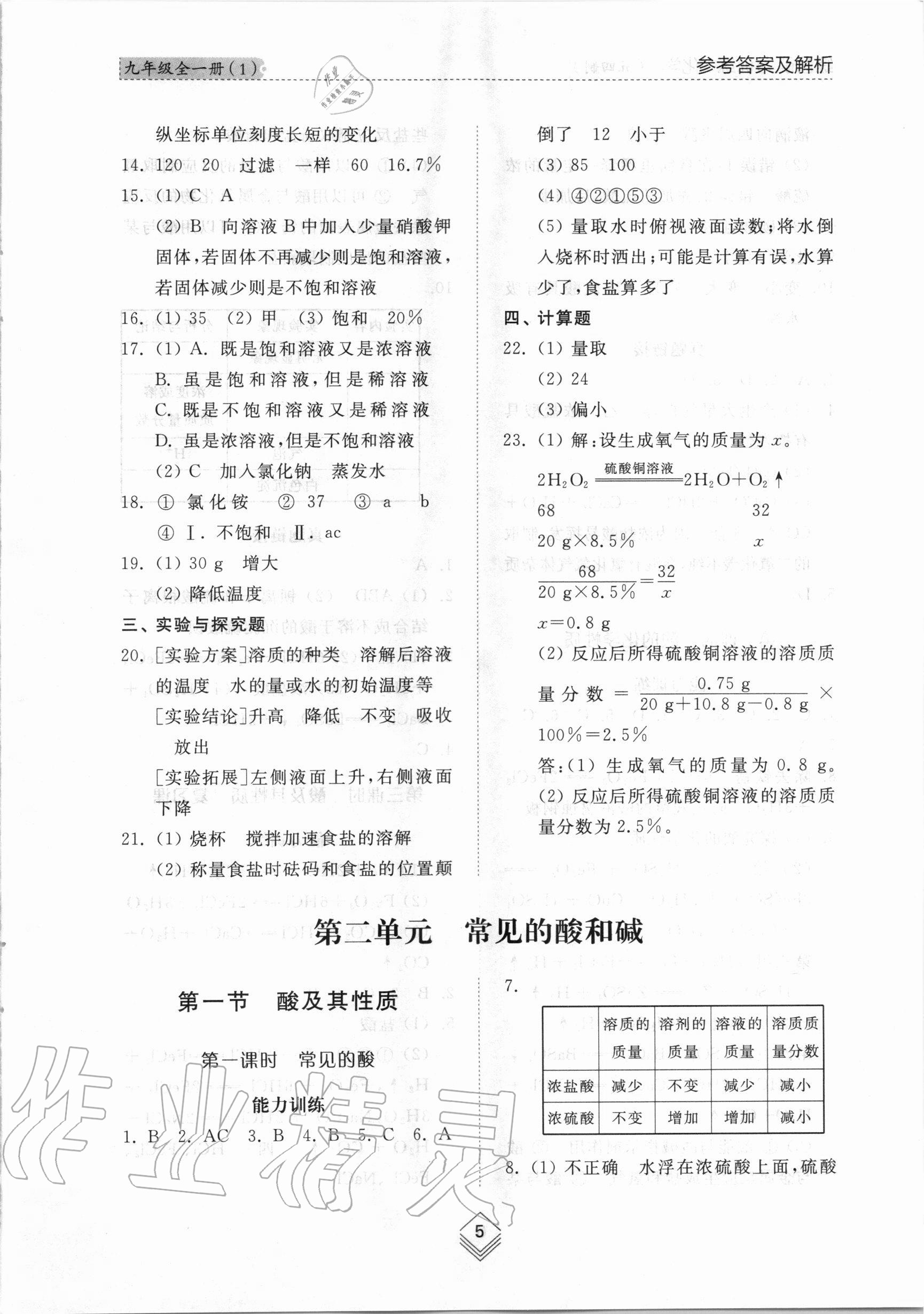 2020年综合能力训练九年级化学全一册1鲁教版五四制 第5页