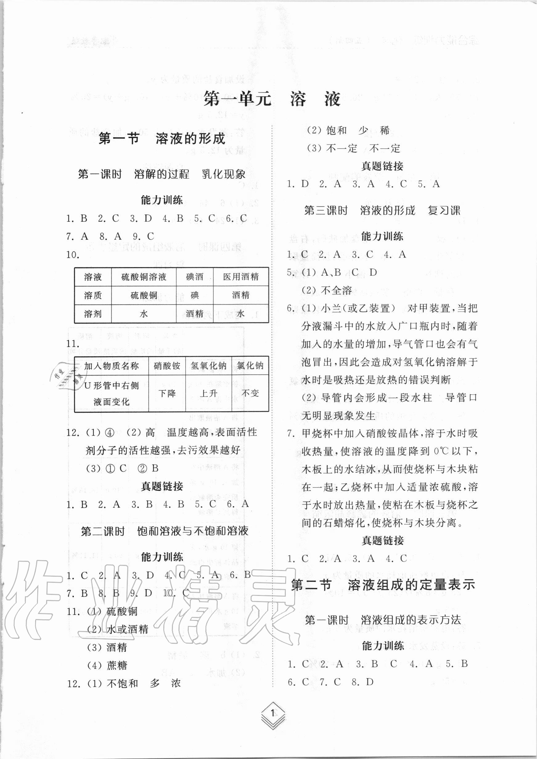 2020年综合能力训练九年级化学全一册1鲁教版五四制 第1页