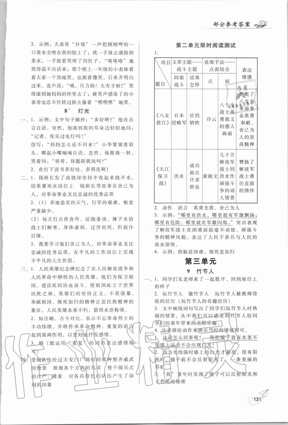 2020年同步拓展六年級語文上冊人教版 參考答案第4頁