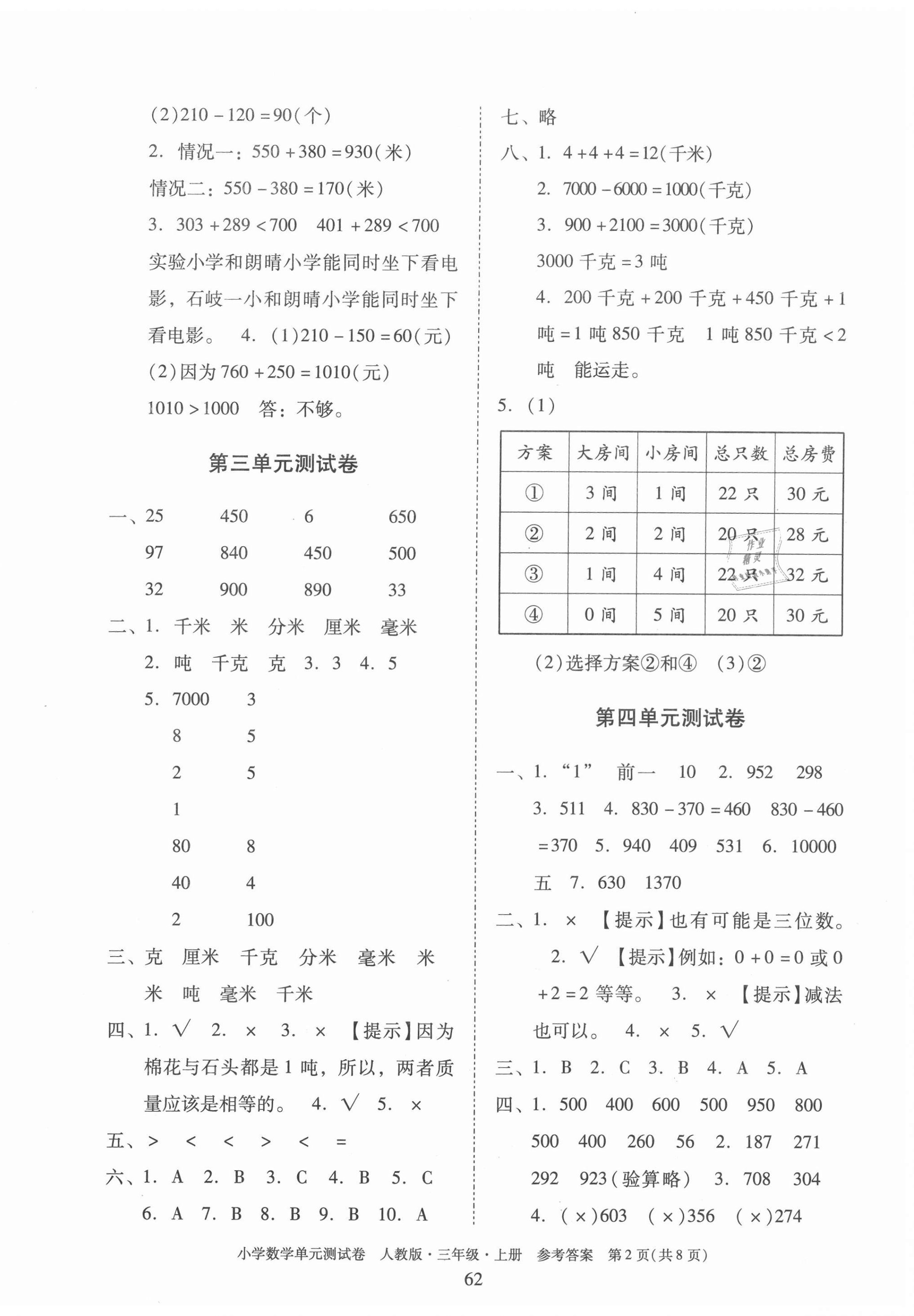 2020年單元測(cè)試卷小學(xué)數(shù)學(xué)三年級(jí)上冊(cè)人教版廣東人民出版社 第2頁(yè)