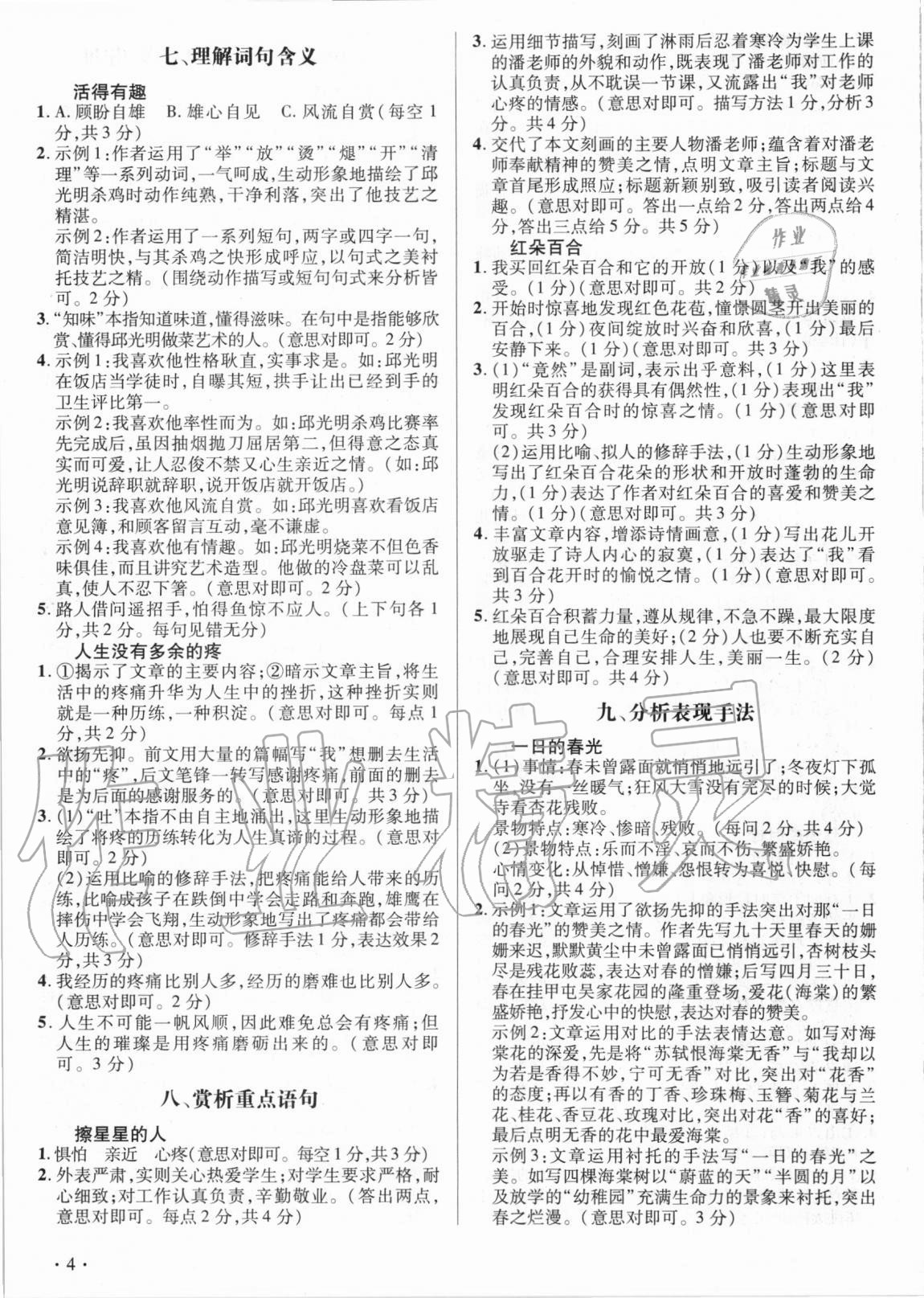2020年老A現(xiàn)代文閱讀九年級語文 第4頁
