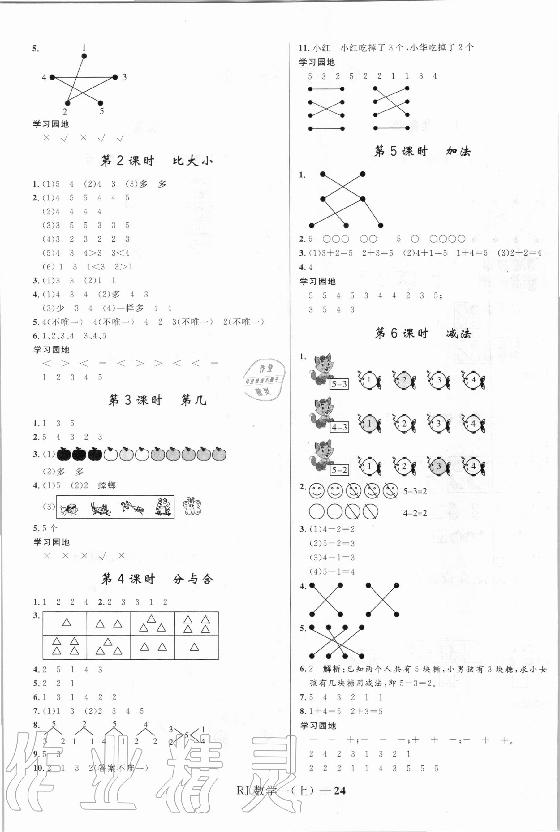 2020年奪冠百分百小學(xué)優(yōu)化訓(xùn)練一年級(jí)數(shù)學(xué)上冊(cè)人教版 第2頁(yè)