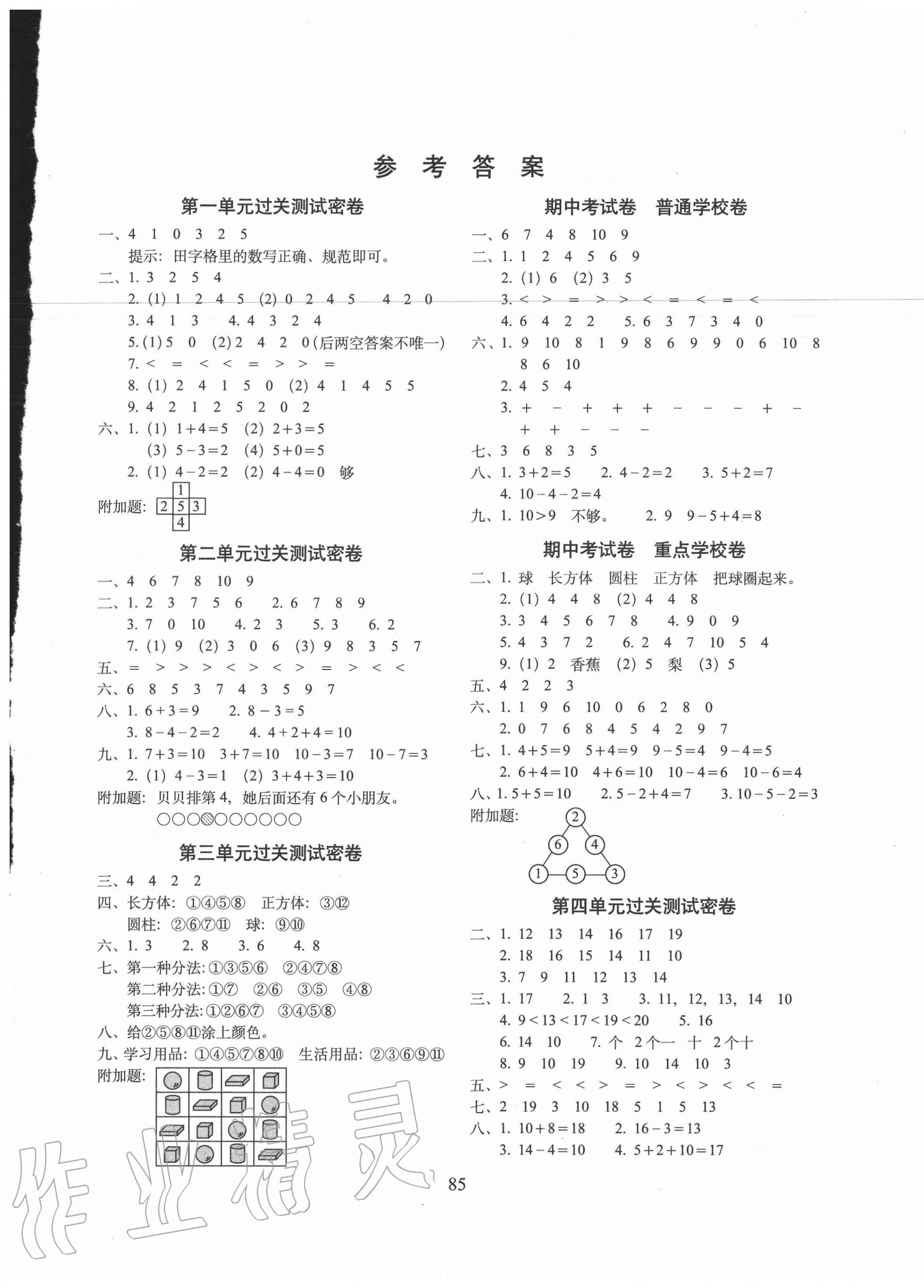 2020年期末沖刺100分完全試卷一年級(jí)數(shù)學(xué)上冊(cè)西師大版 第1頁(yè)