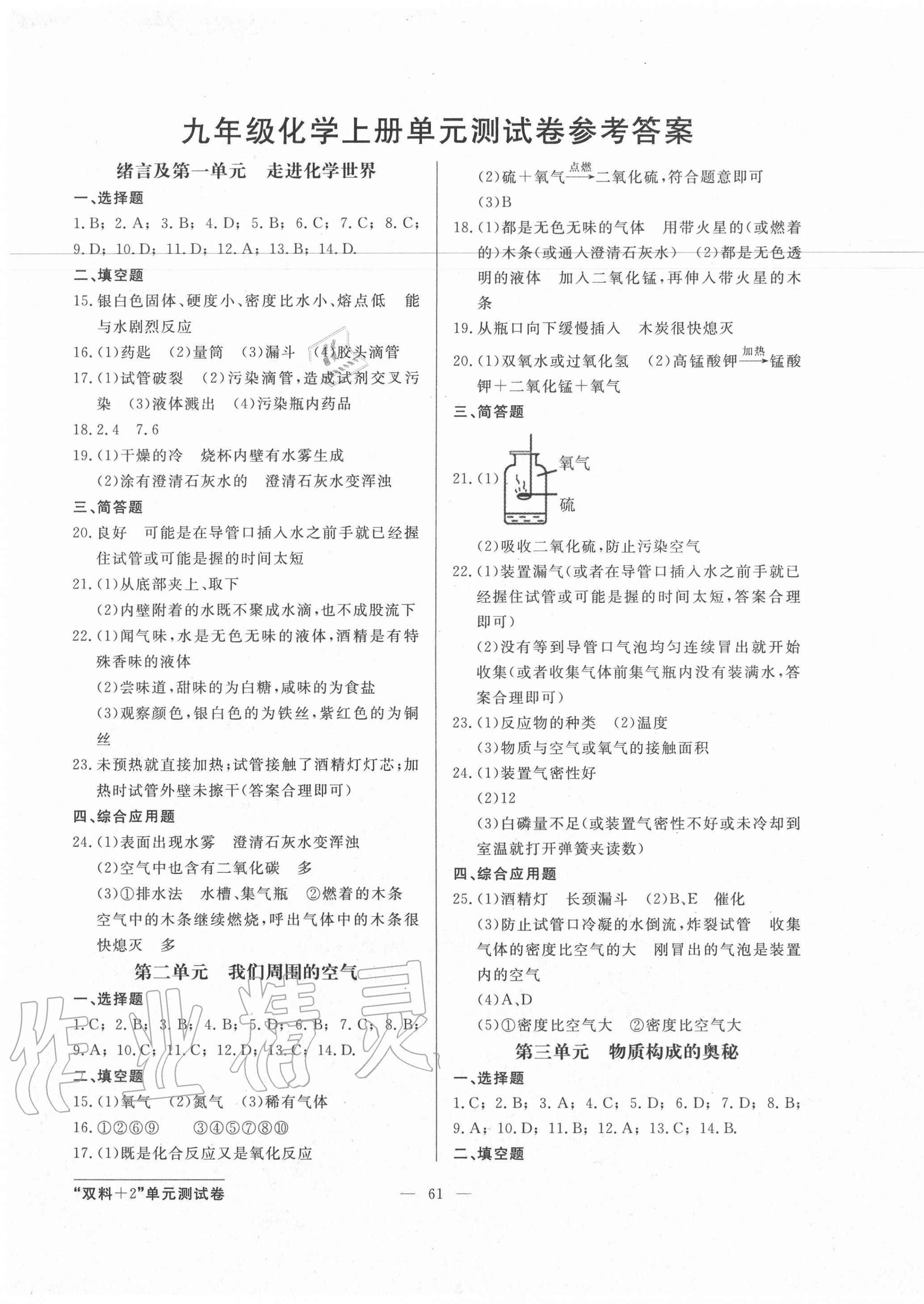 2020年雙料加2單元測(cè)試卷九年級(jí)化學(xué)全一冊(cè)人教版 第1頁(yè)