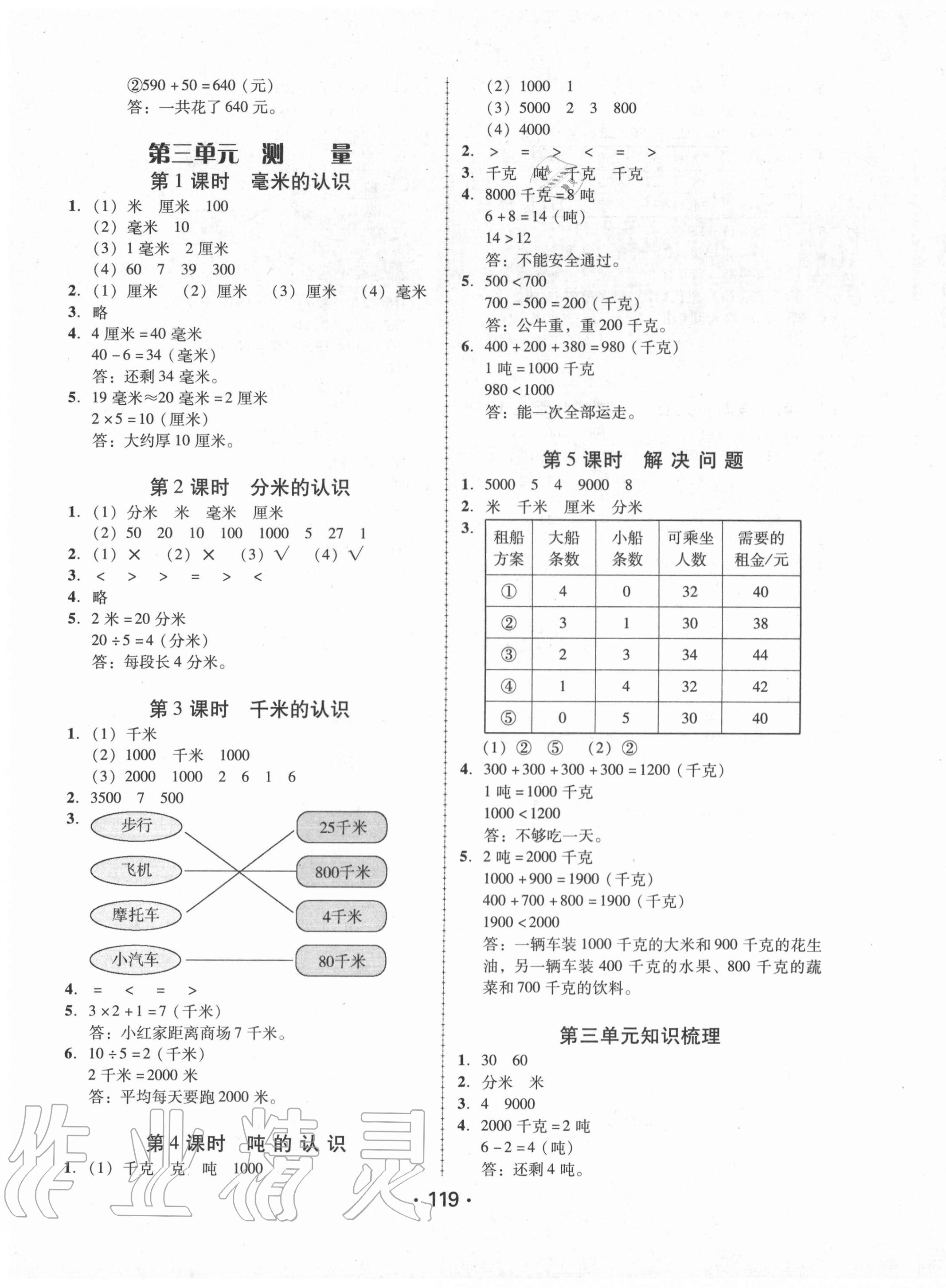 2020年完美学案三年级数学上册人教版 第3页