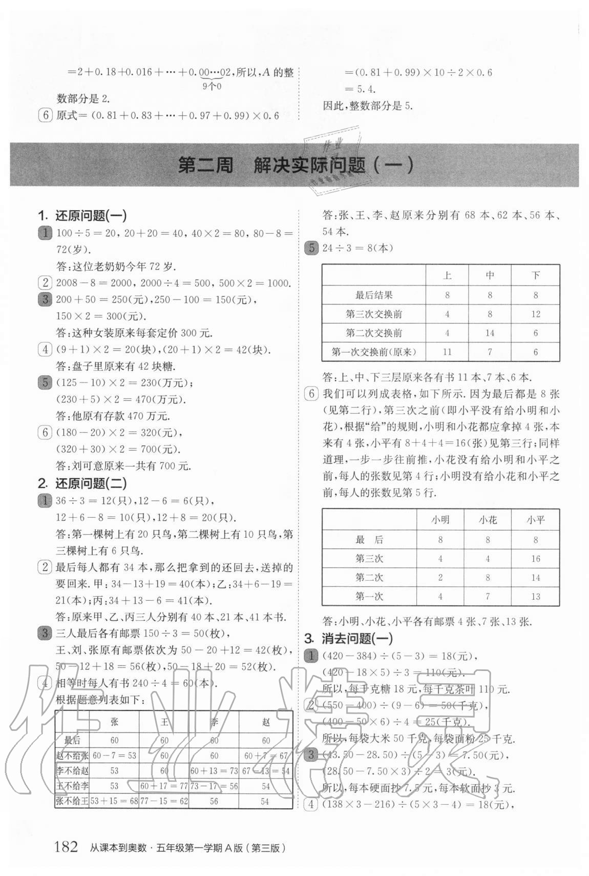 2020年從課本到奧數(shù)五年級數(shù)學第一學期人教版A版 參考答案第2頁