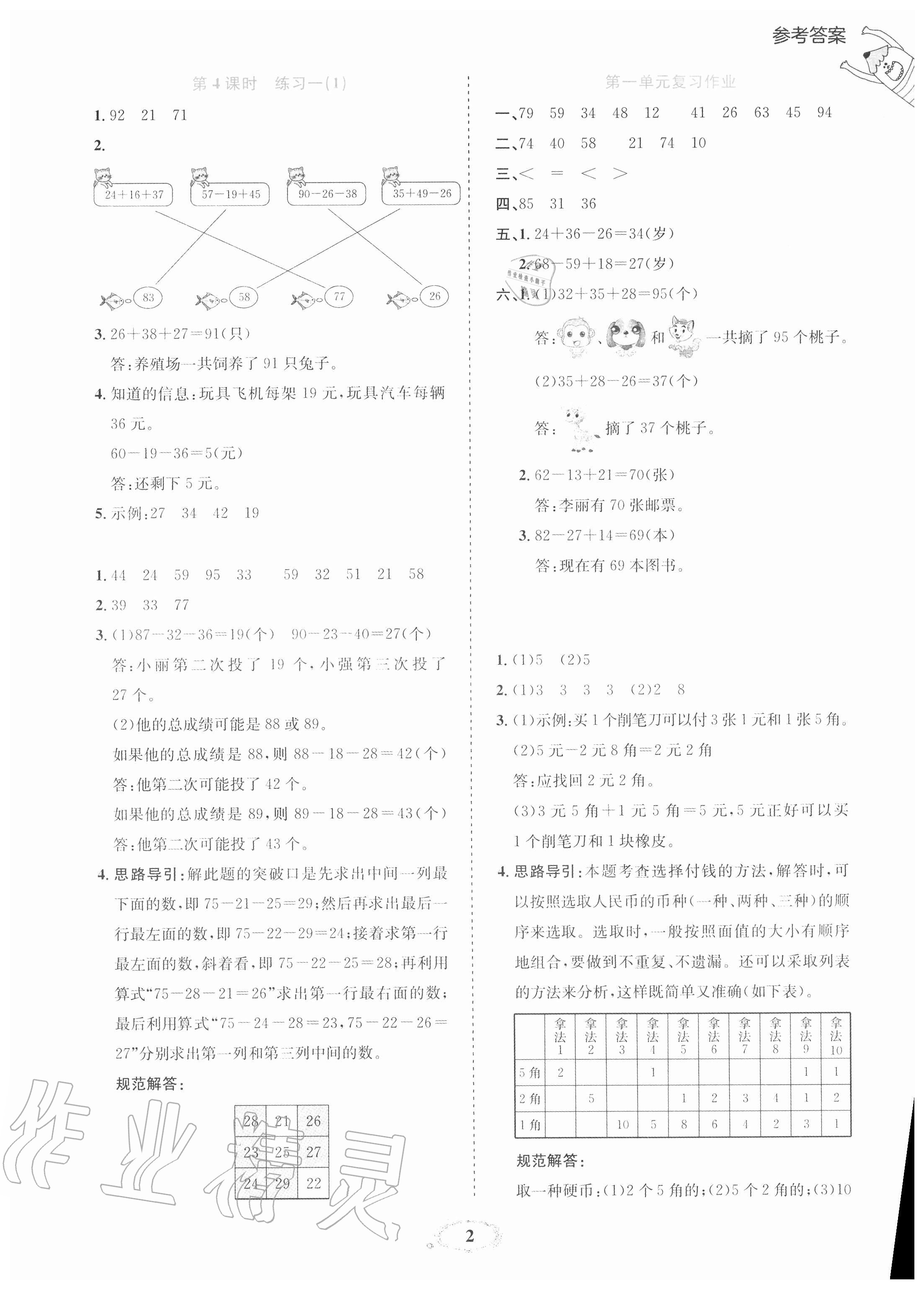 2020年訓(xùn)練達(dá)人小學(xué)數(shù)學(xué)二年級(jí)上冊(cè)北師大版 參考答案第2頁(yè)