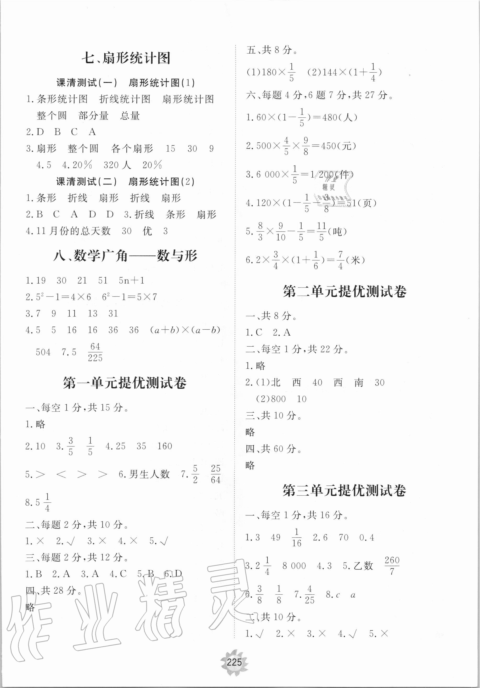 2020年新課程助學提優測試卷六年級數學上冊人教版 參考答案第5頁