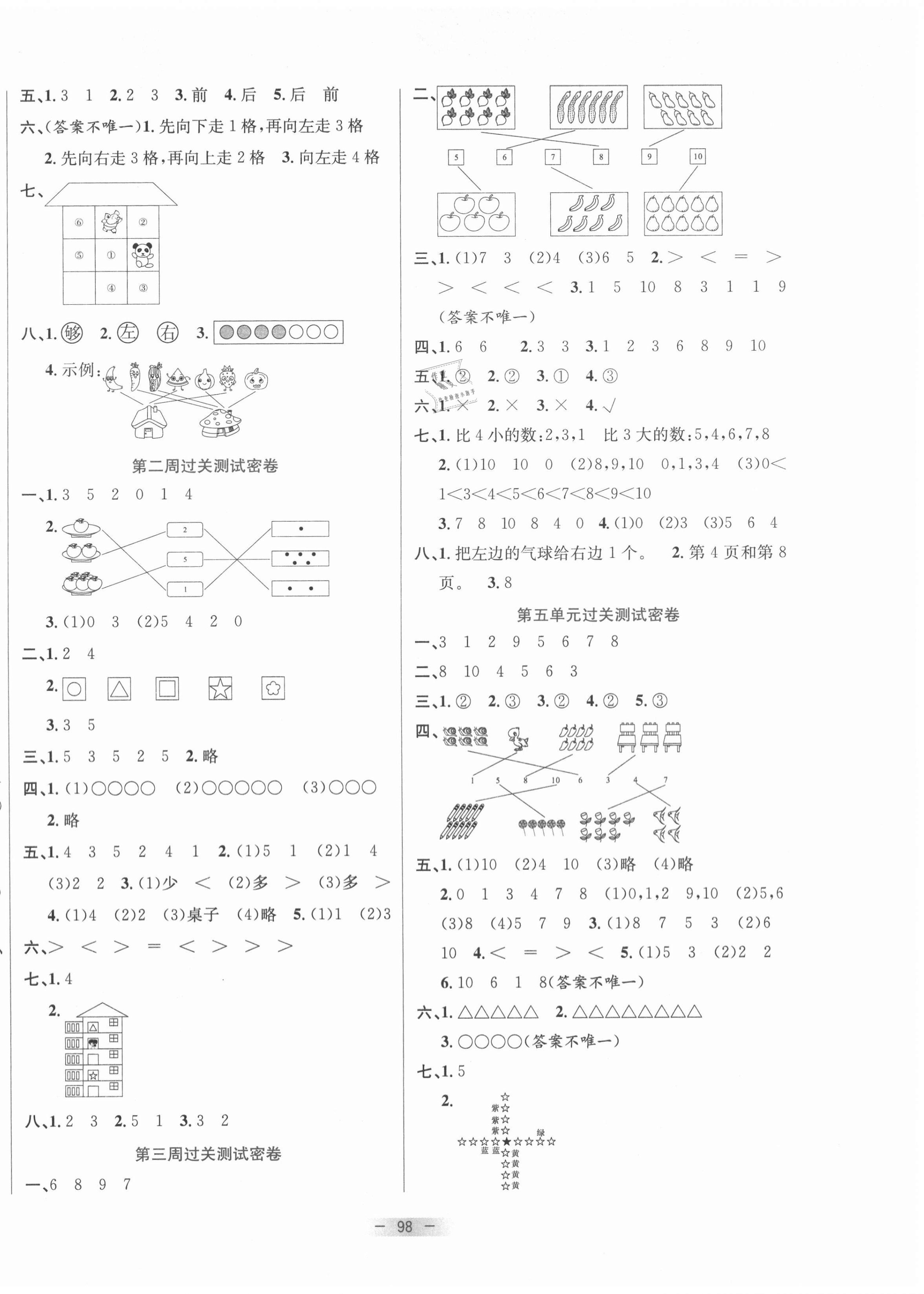 2020年金卷王名校大試卷一年級數(shù)學上冊蘇教版 參考答案第2頁