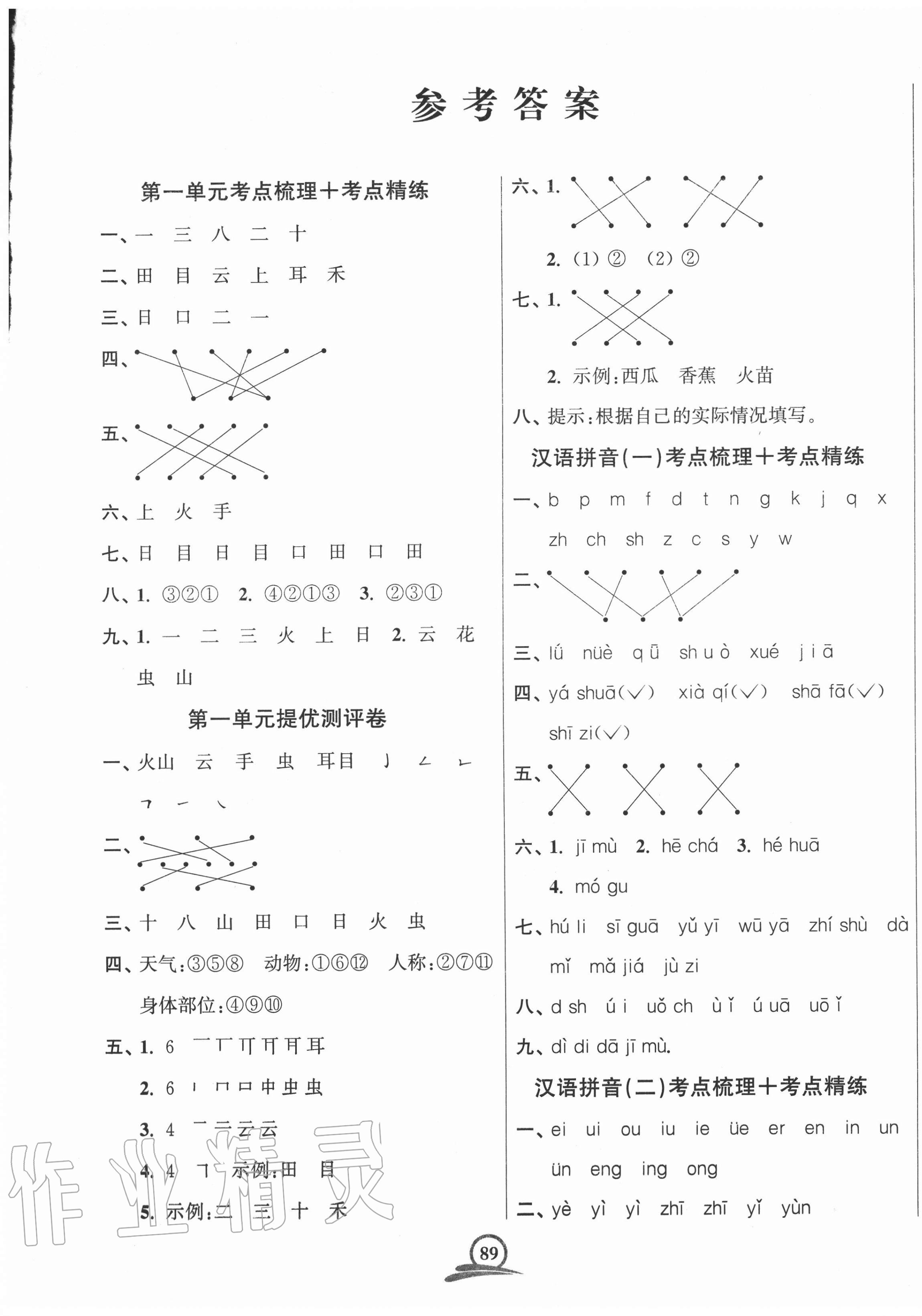 2020年直擊考點沖刺100分一年級語文上冊全國版 第1頁