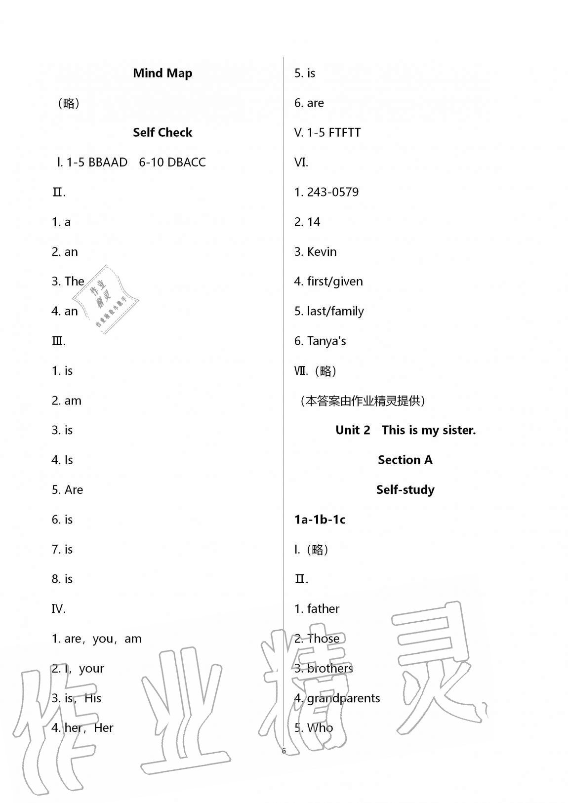 2020年自主学习指导课程七年级英语上册人教版 第6页