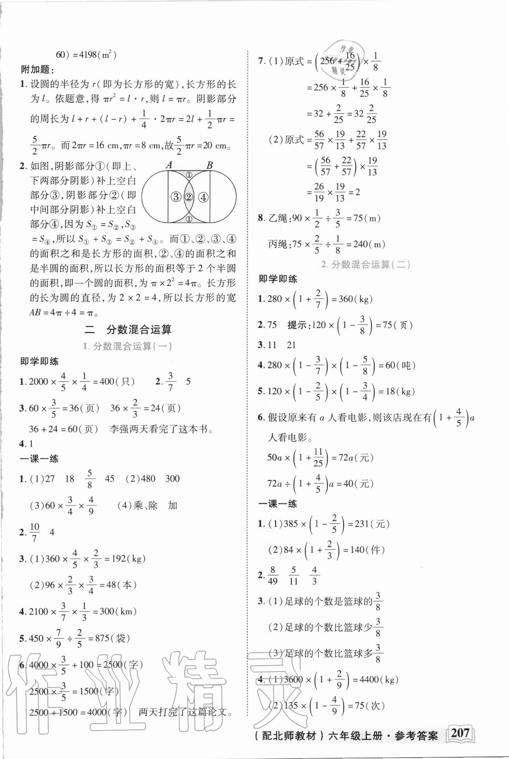 2020年教學(xué)大典六年級(jí)數(shù)學(xué)上冊(cè)北師大版 參考答案第6頁(yè)