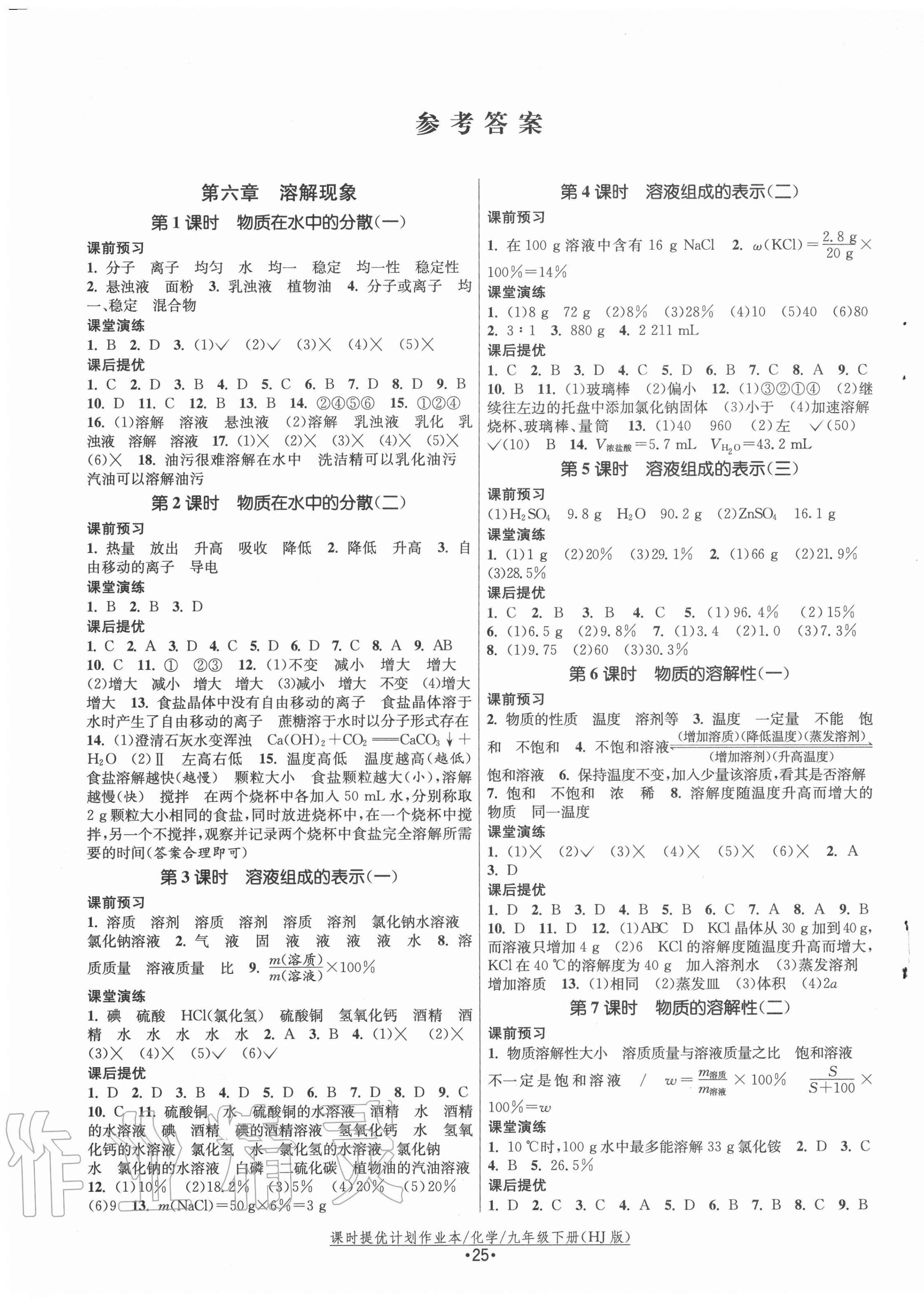 2021年課時提優(yōu)計劃作業(yè)本九年級化學(xué)下冊滬教版 第1頁