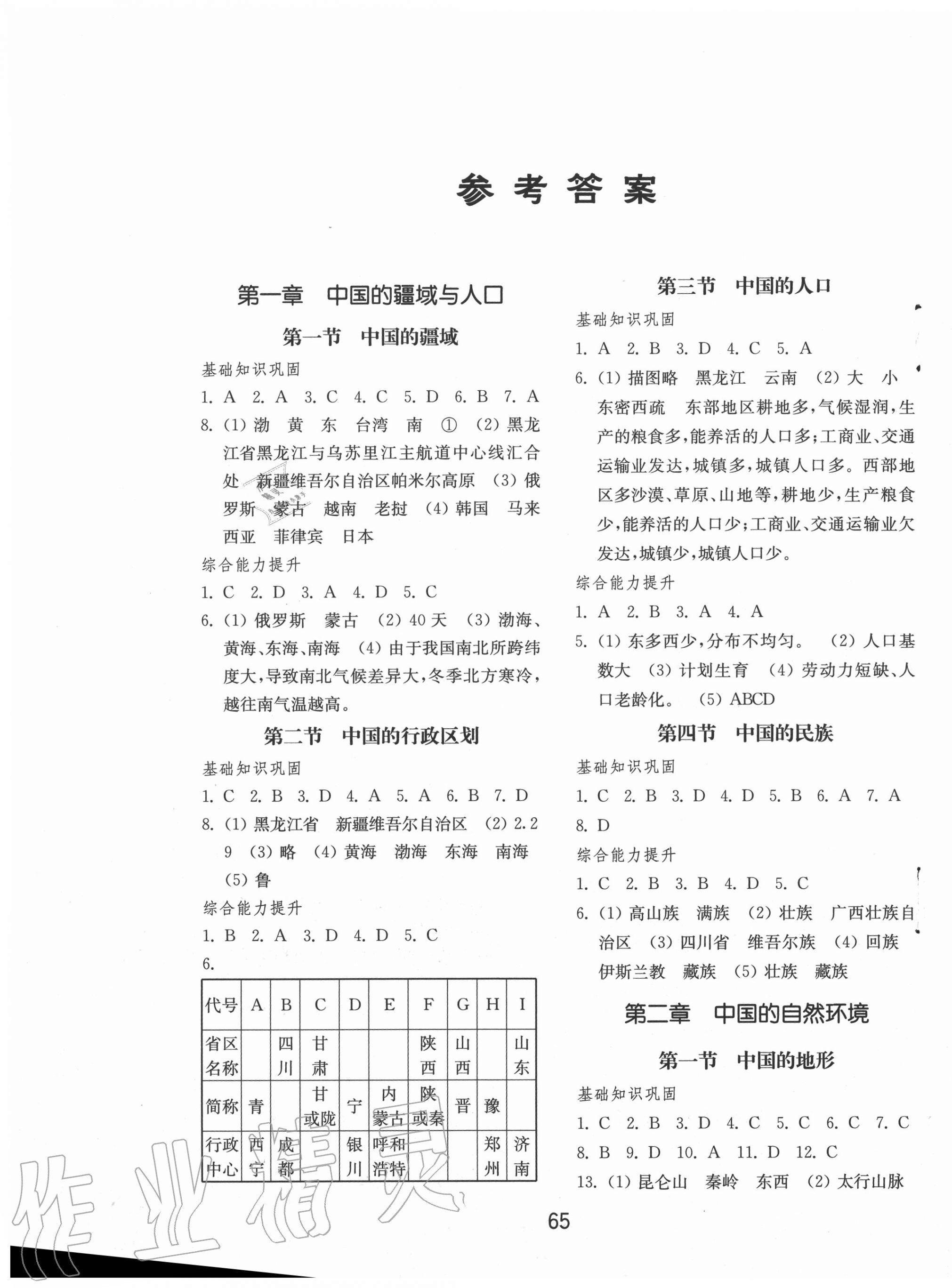 2020年初中基礎(chǔ)訓(xùn)練八年級(jí)地理全一冊(cè)湘教版山東教育出版社 第1頁(yè)