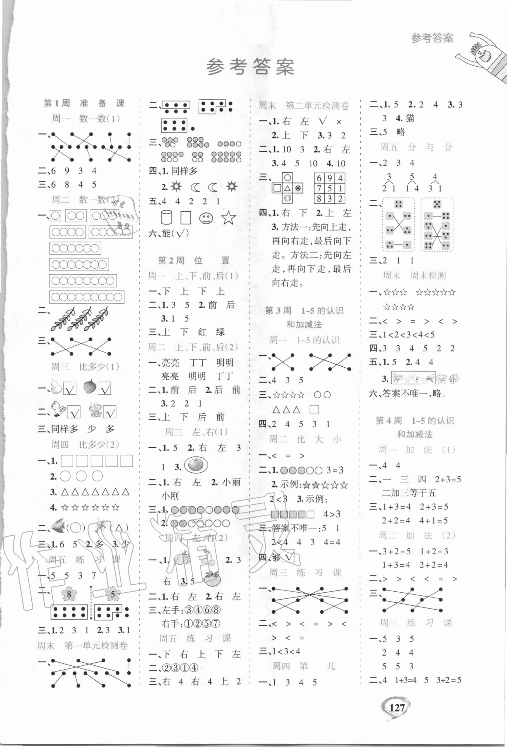 2020年計算全能小學數(shù)學一年級上冊人教版 第1頁