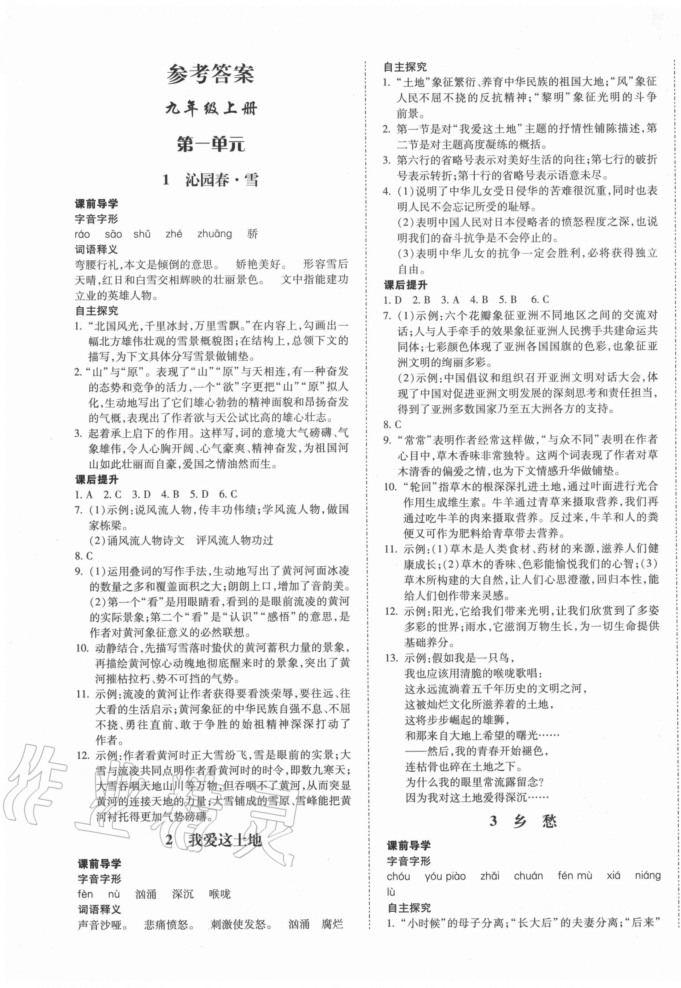 2020年本土攻略九年級(jí)語(yǔ)文全一冊(cè)人教版 第1頁(yè)