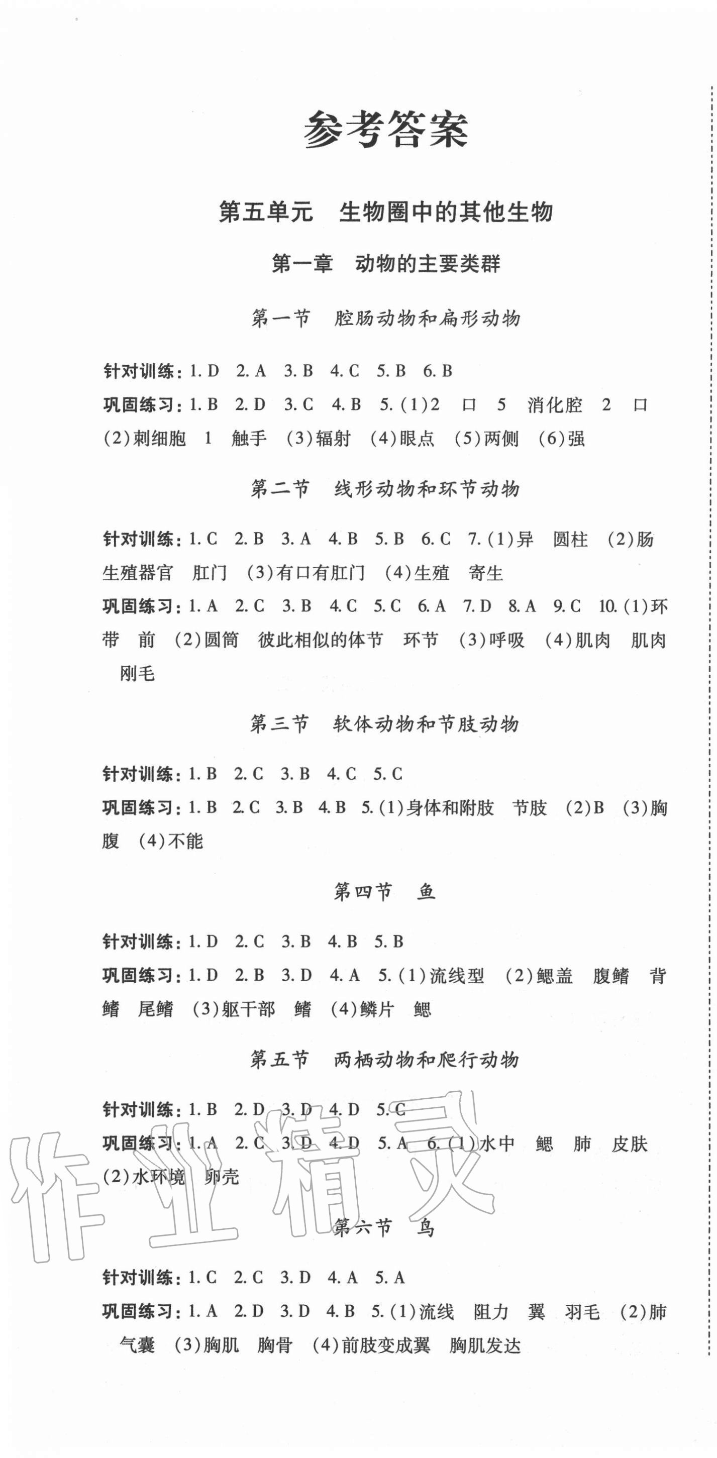 2020年本土攻略八年级生物全一册人教版 第1页