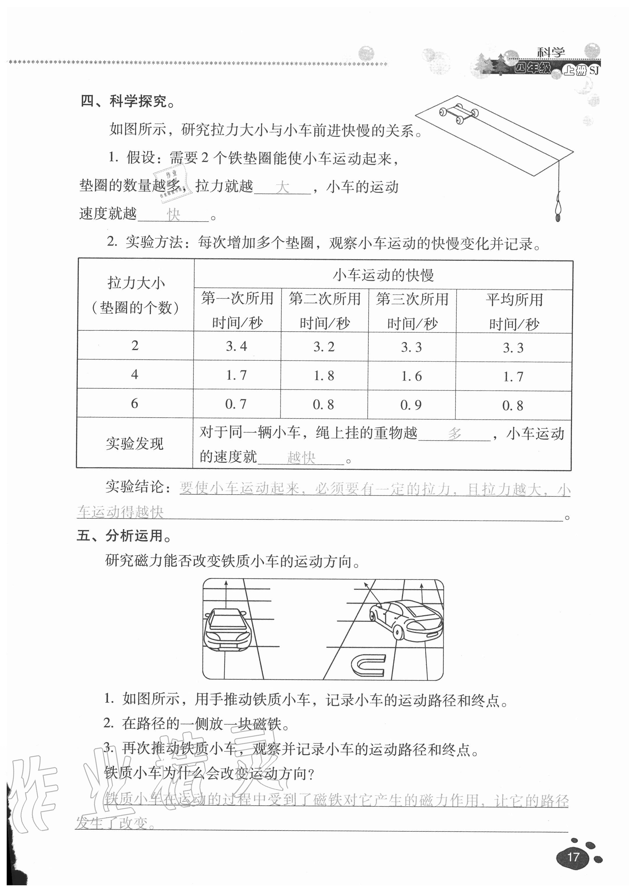 2020年云南省標(biāo)準(zhǔn)教輔同步指導(dǎo)訓(xùn)練與檢測(cè)四年級(jí)科學(xué)上冊(cè)蘇教版 參考答案第16頁(yè)