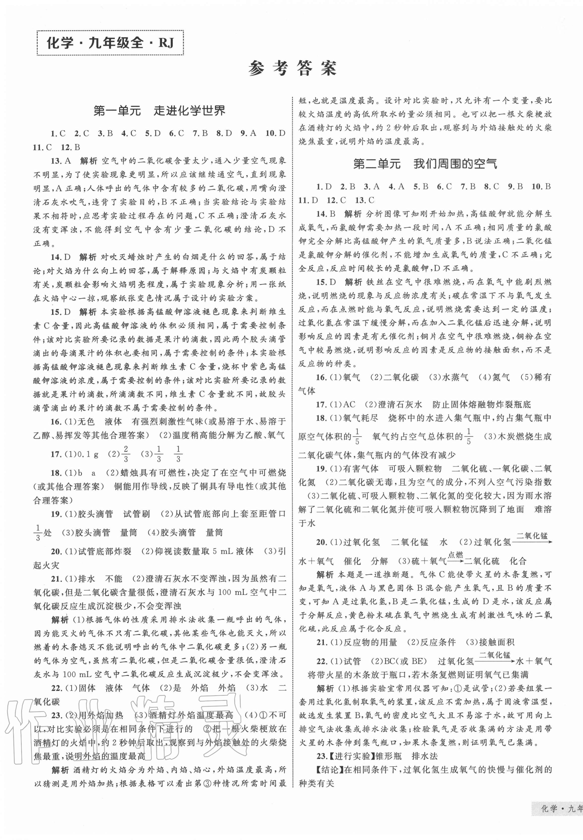 2020年優(yōu)化設(shè)計(jì)單元測試卷九年級化學(xué)全一冊人教版 第1頁