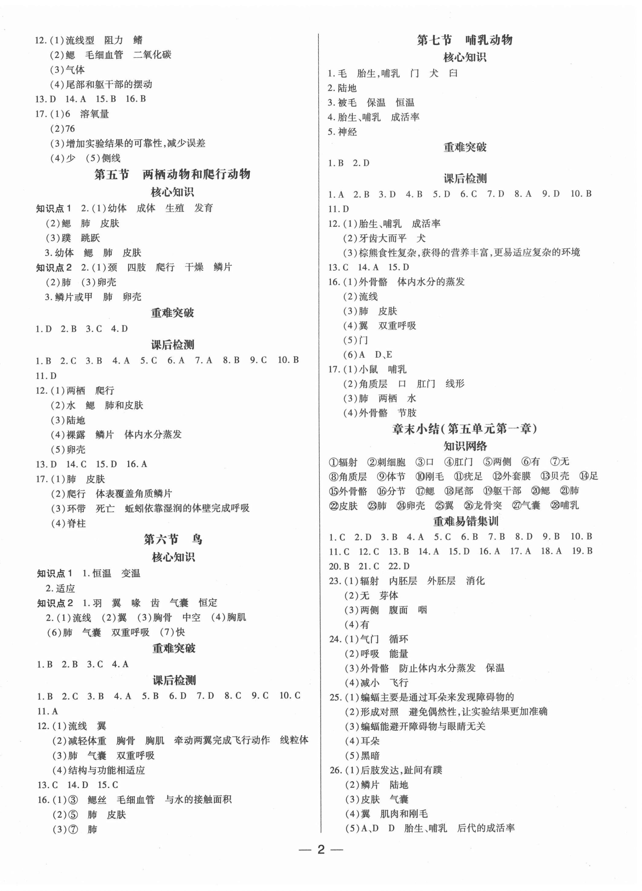 2020年领跑作业本八年级生物全一册人教版广东专版 第2页