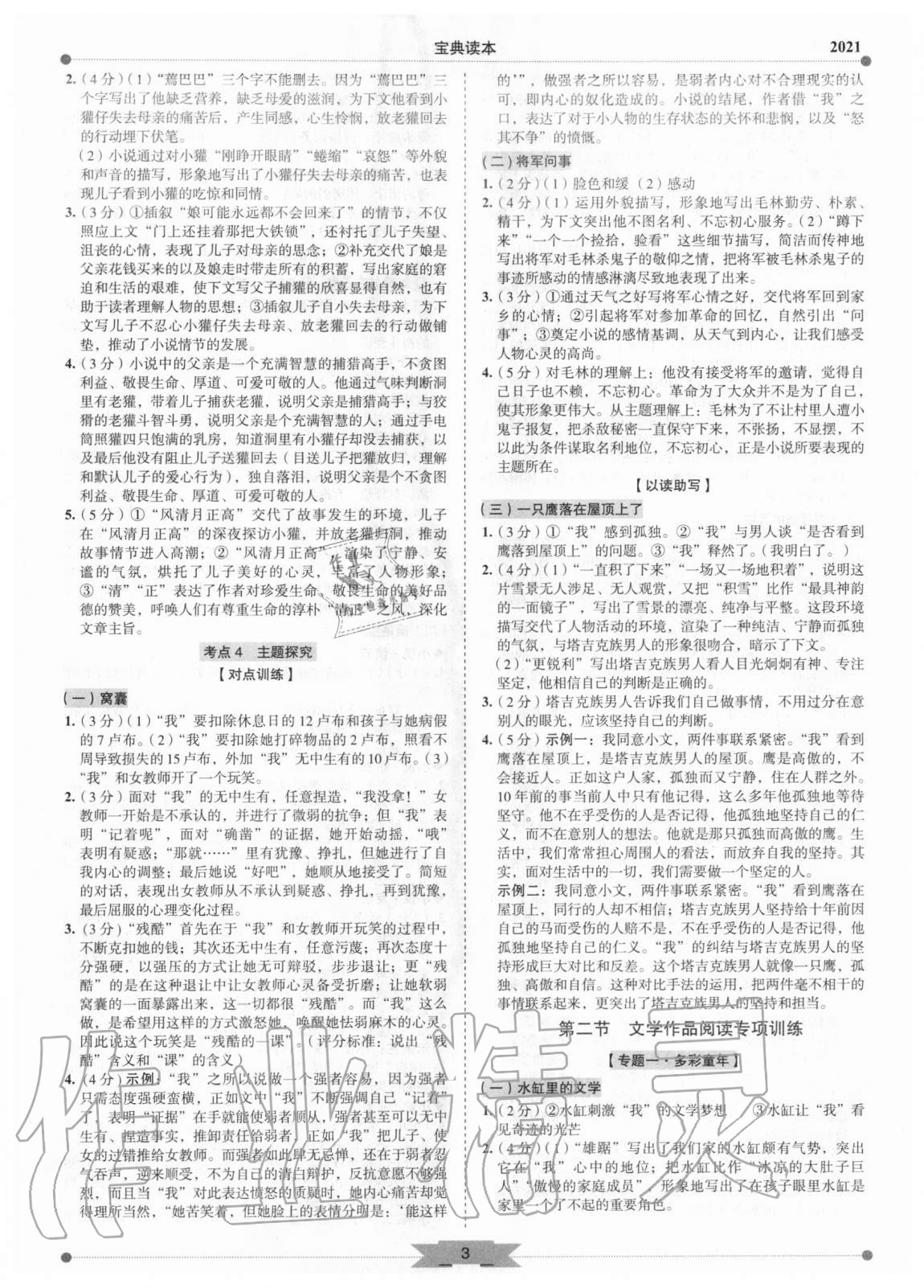 2021年中考寶典現代文閱讀技能訓練 第3頁