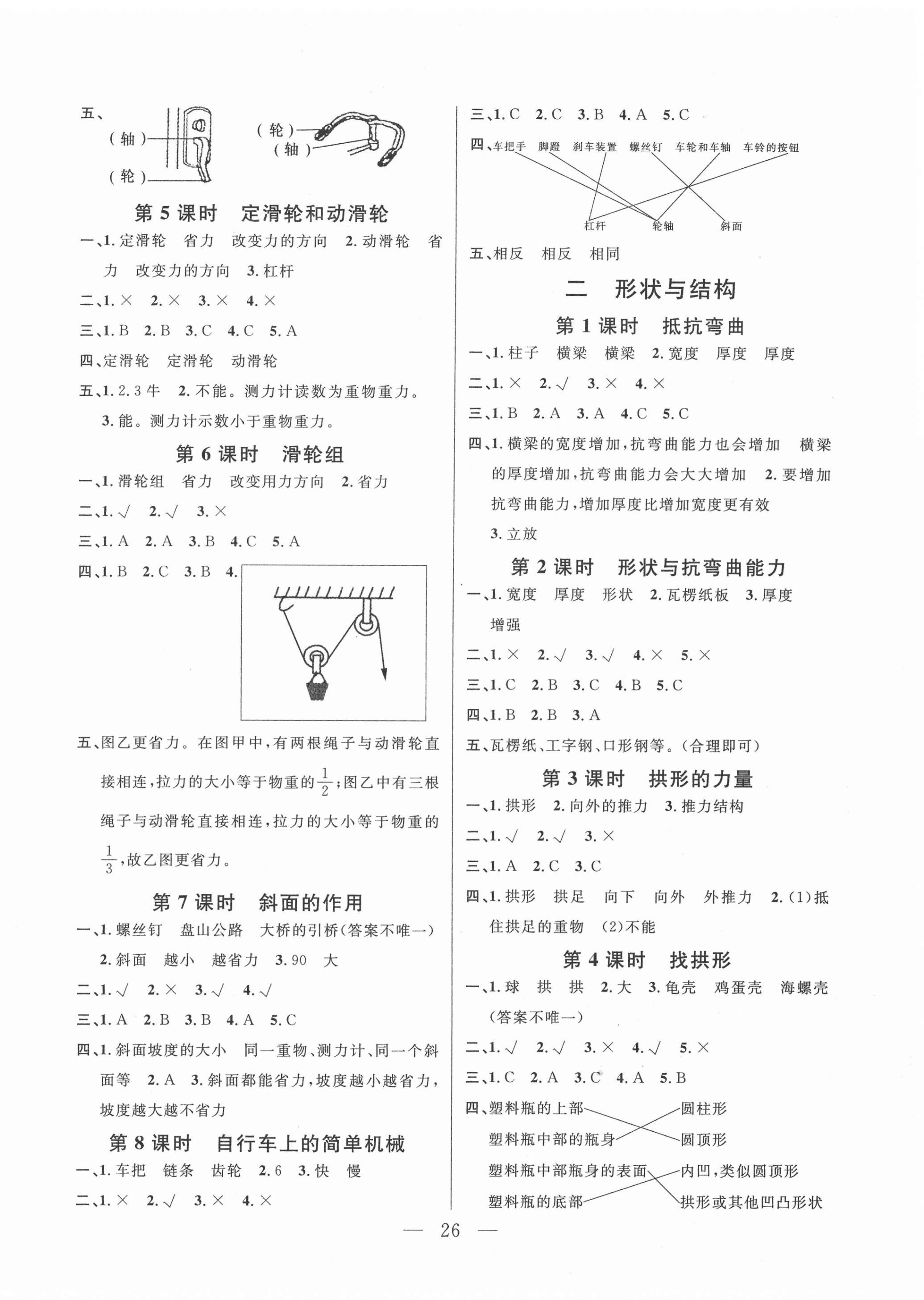 2020年陽(yáng)光作業(yè)本課時(shí)天天練六年級(jí)科學(xué)上冊(cè)教科版 參考答案第2頁(yè)