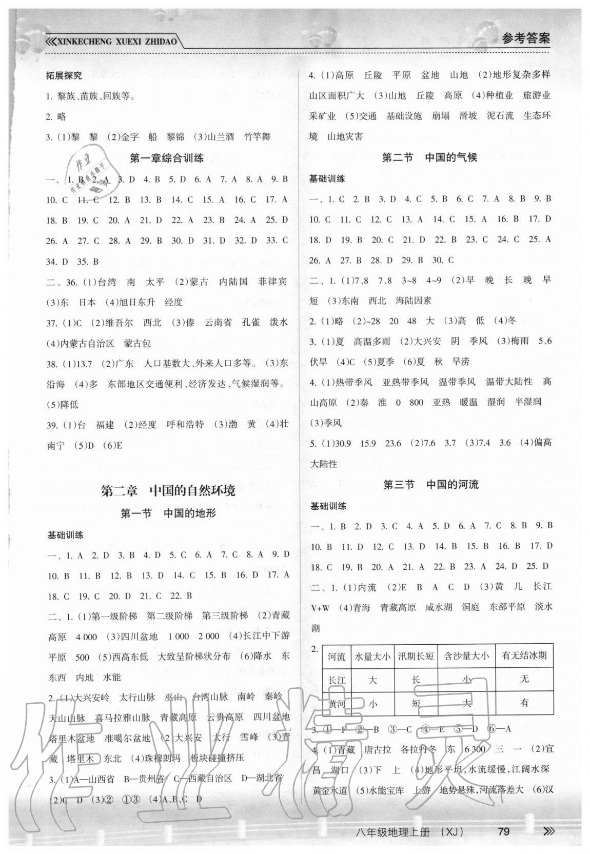 2020年新課程學(xué)習(xí)指導(dǎo)八年級(jí)地理上冊(cè)湘教版南方出版社 參考答案第2頁(yè)