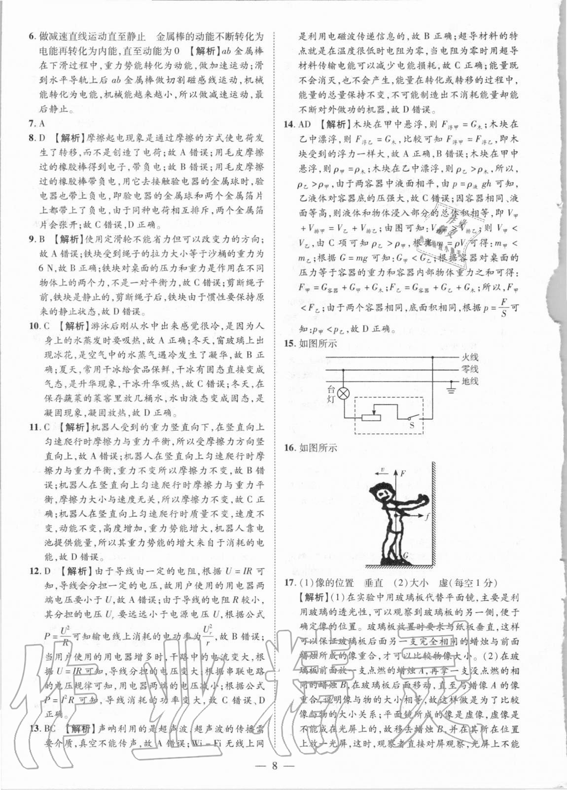 2021年優(yōu)學(xué)教育試題精編物理 參考答案第8頁