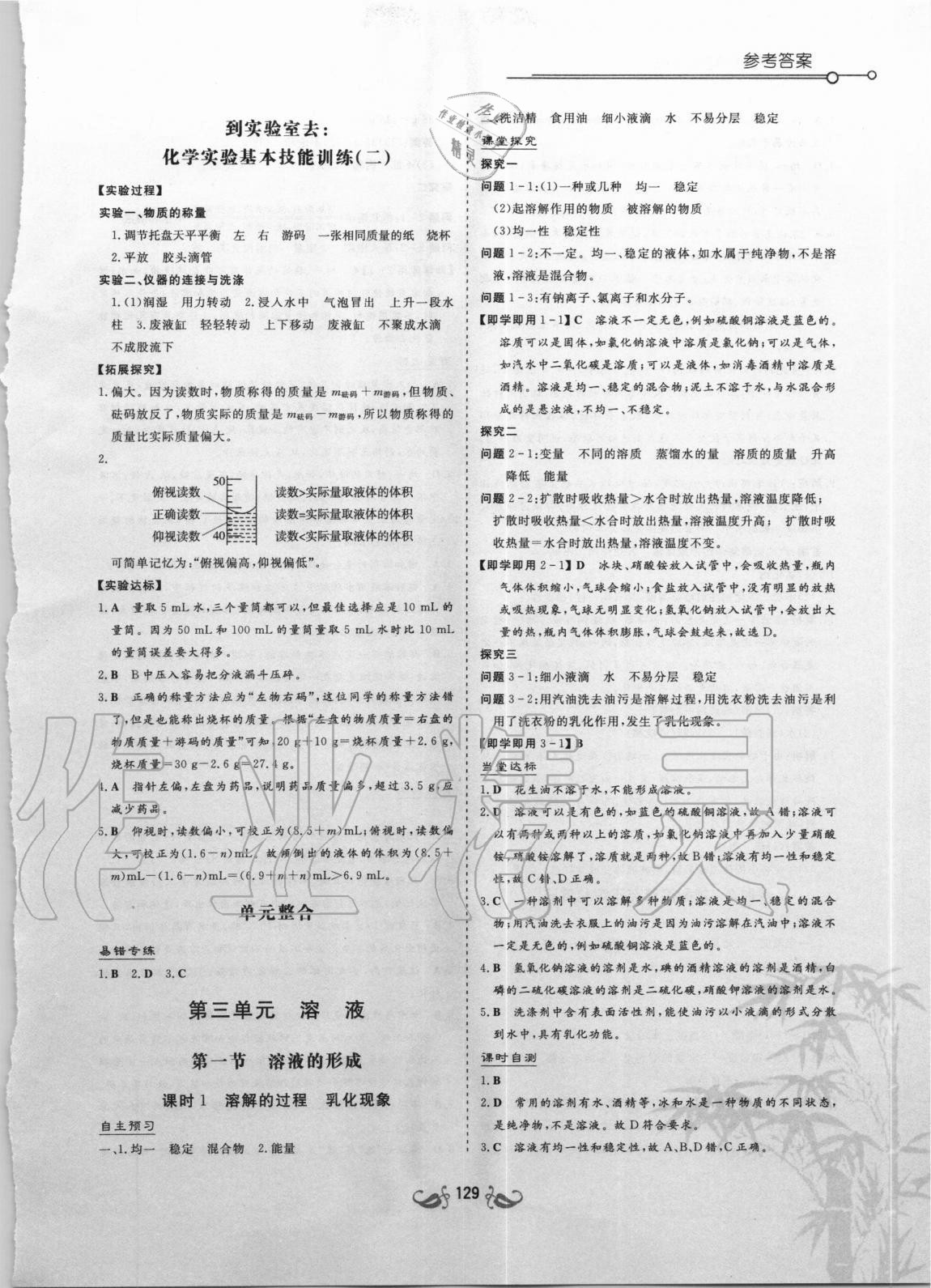 2020年新課標(biāo)教材同步導(dǎo)練九年級(jí)化學(xué)上冊(cè)魯教版Y 參考答案第8頁