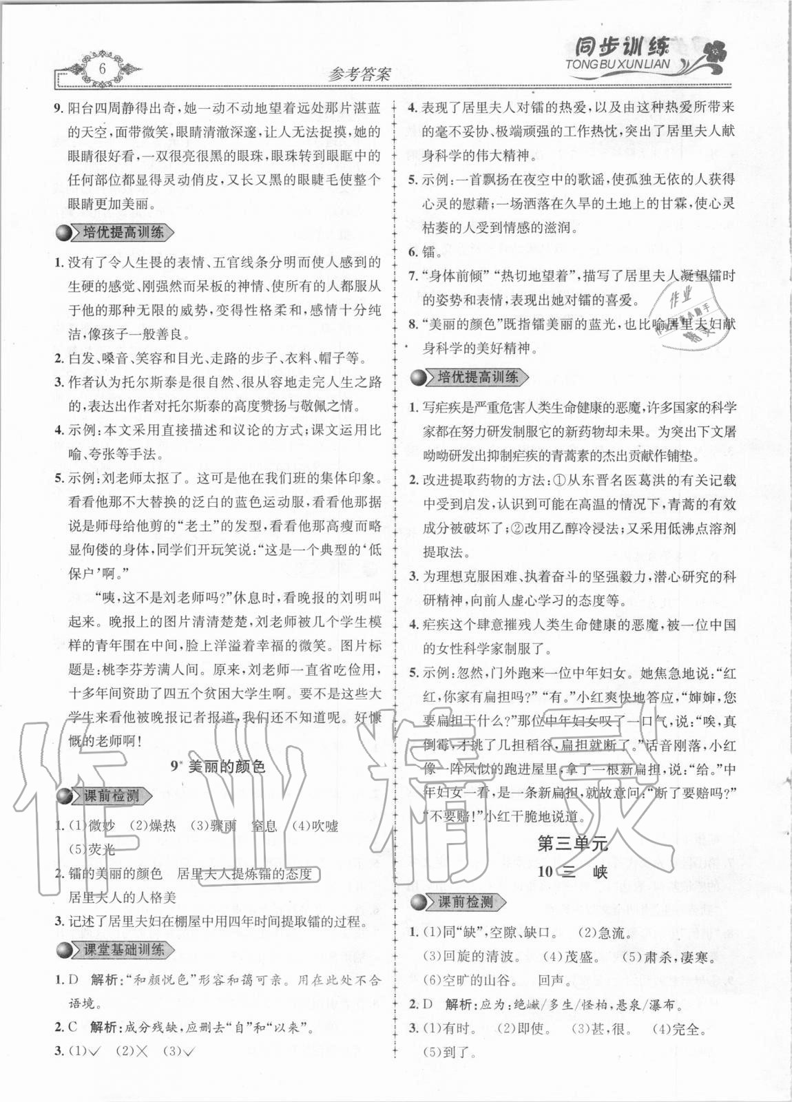 2020年同步訓練創(chuàng)新作業(yè)八年級語文上冊人教版 第6頁