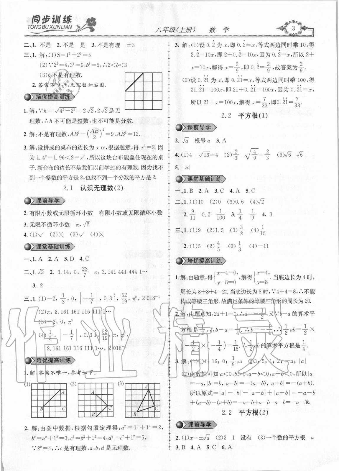 2020年同步訓練創(chuàng)新作業(yè)八年級數學上冊北師大版 第3頁