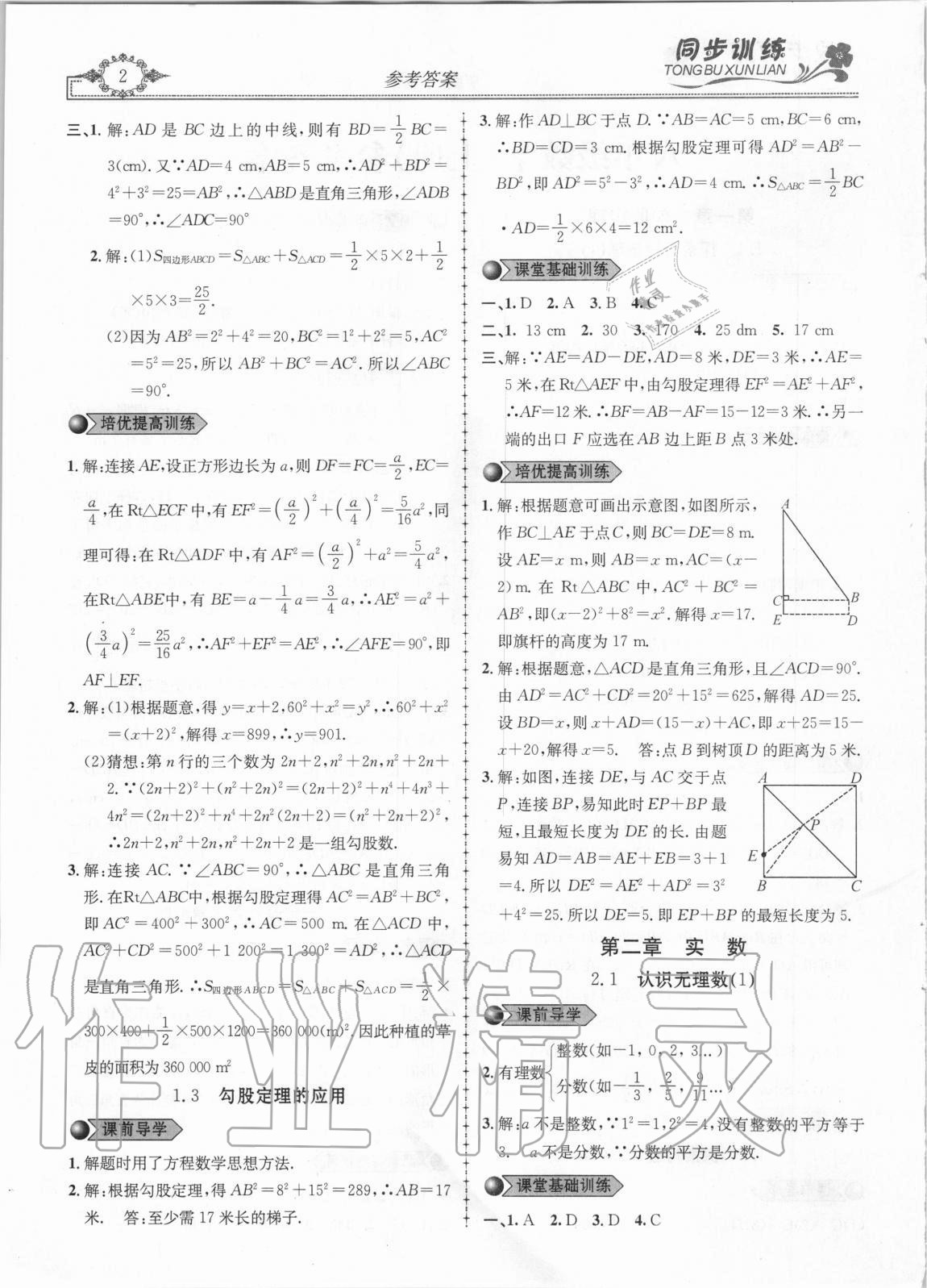 2020年同步訓(xùn)練創(chuàng)新作業(yè)八年級(jí)數(shù)學(xué)上冊(cè)北師大版 第2頁(yè)