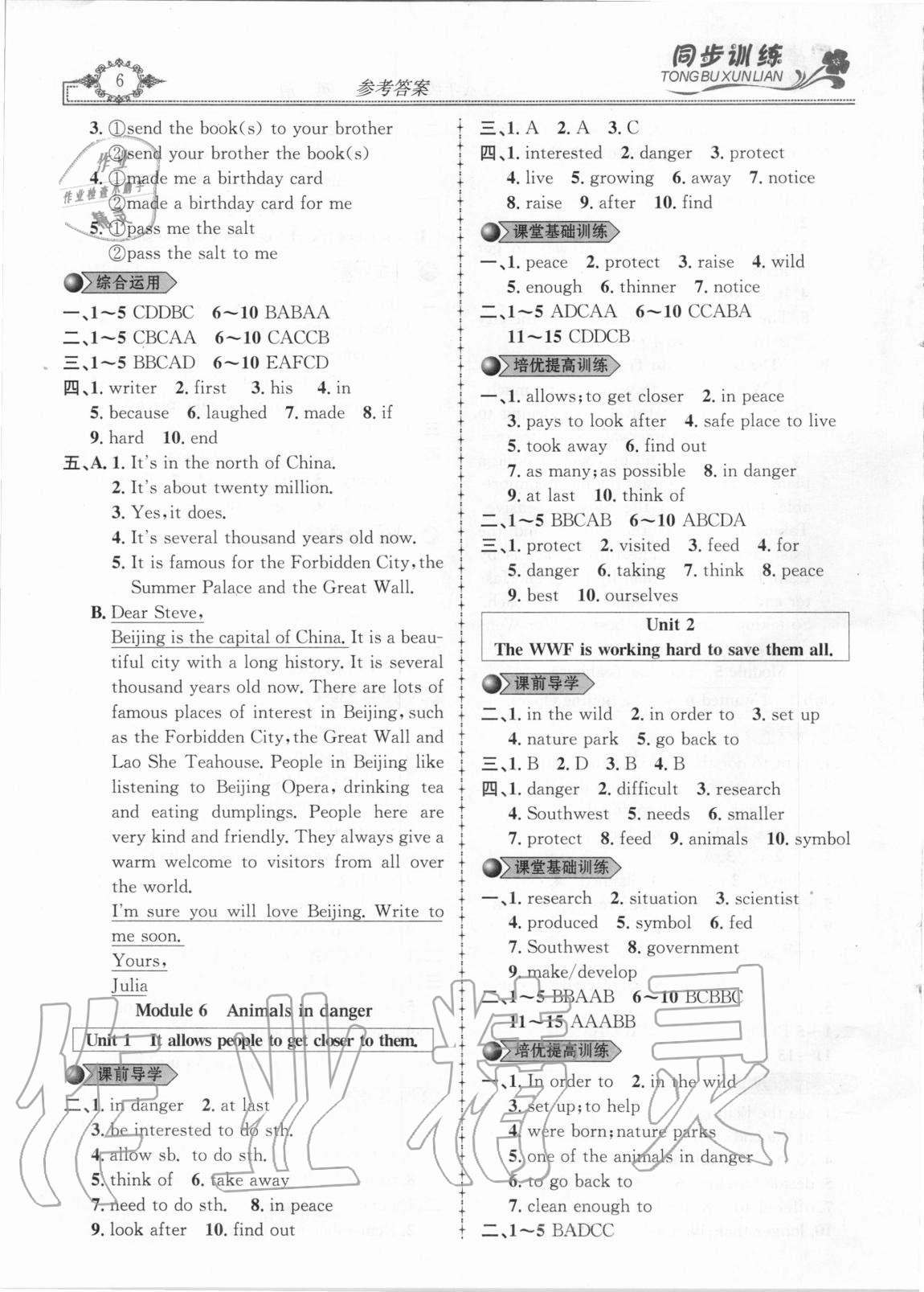 2020年同步訓(xùn)練創(chuàng)新作業(yè)八年級(jí)英語(yǔ)上冊(cè)外研版 第6頁(yè)